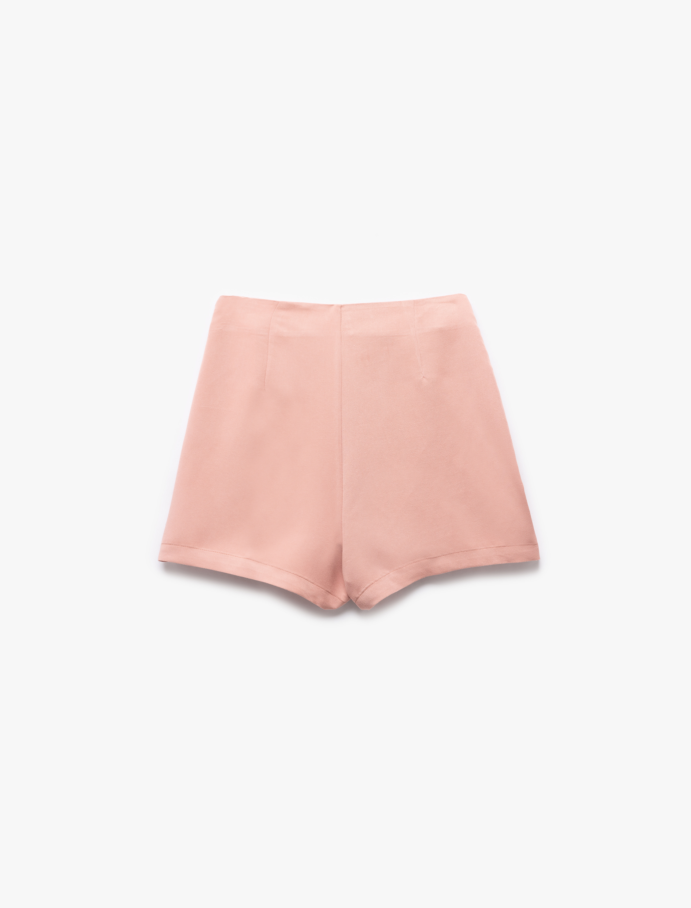   Düğme Detaylı Asimetrik Kruvaze Modal Şort Etek