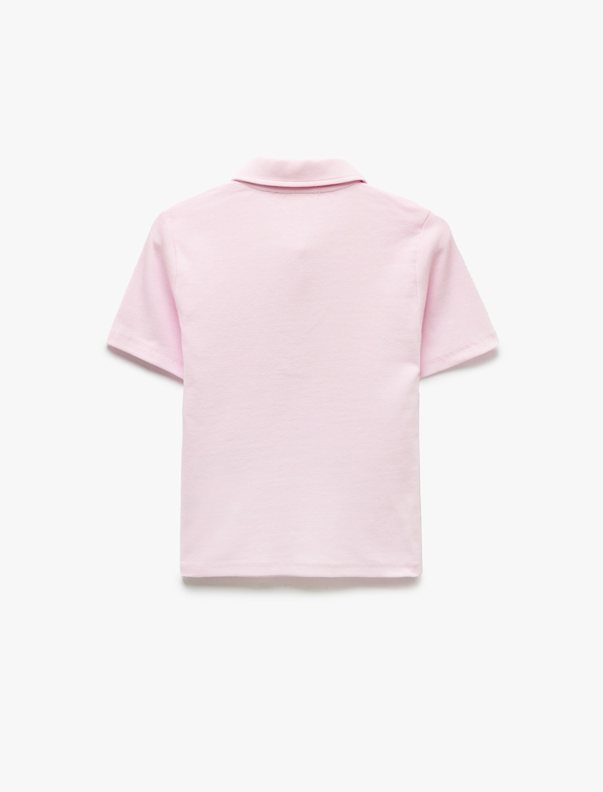   Pamuklu Slim Fit Kısa Kollu Düğmeli Kalpli Polo Yaka Tişört