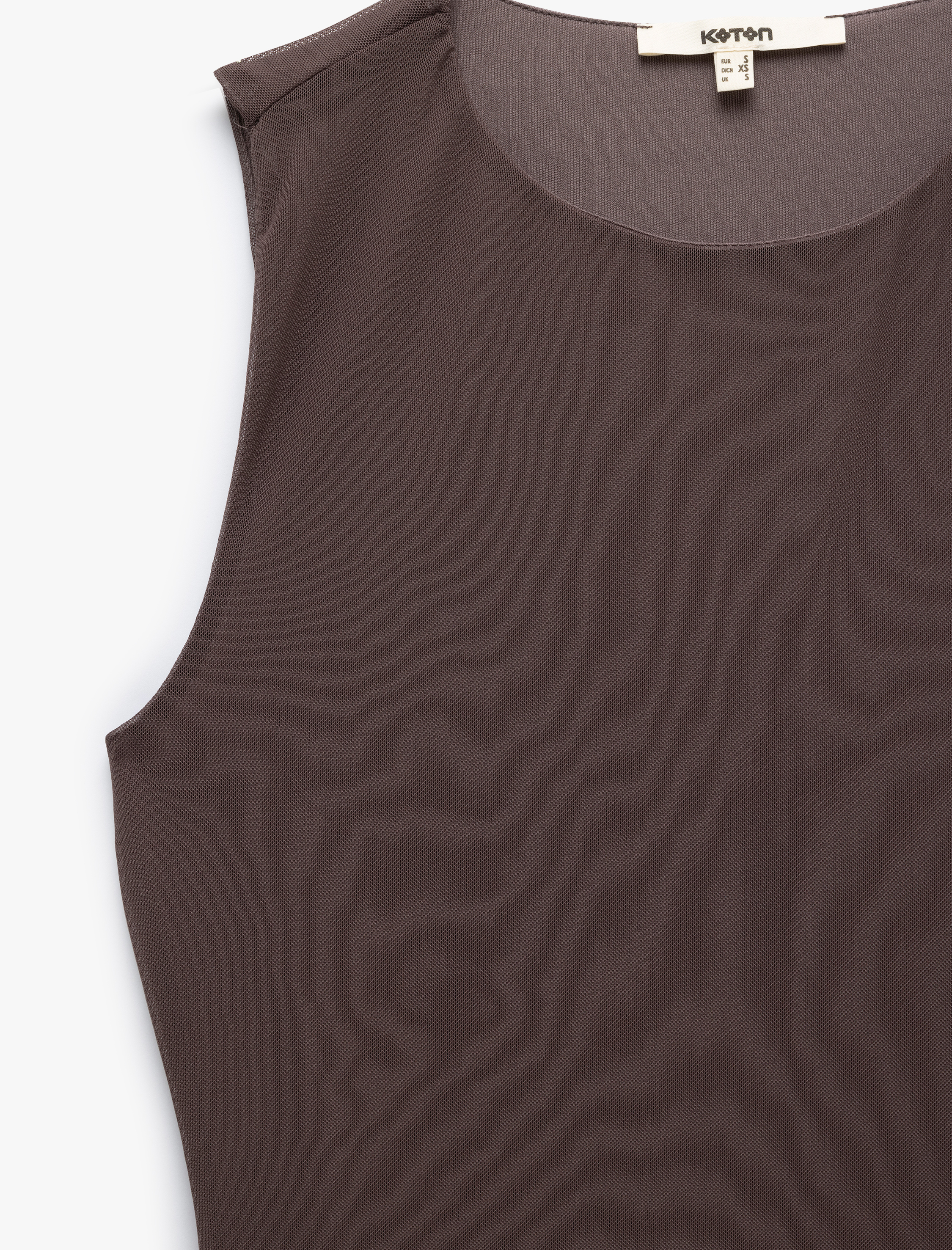   Yarım Astarlı Slim Fit Bisiklet Yaka Kolsuz Tül Midi Boy Elbise