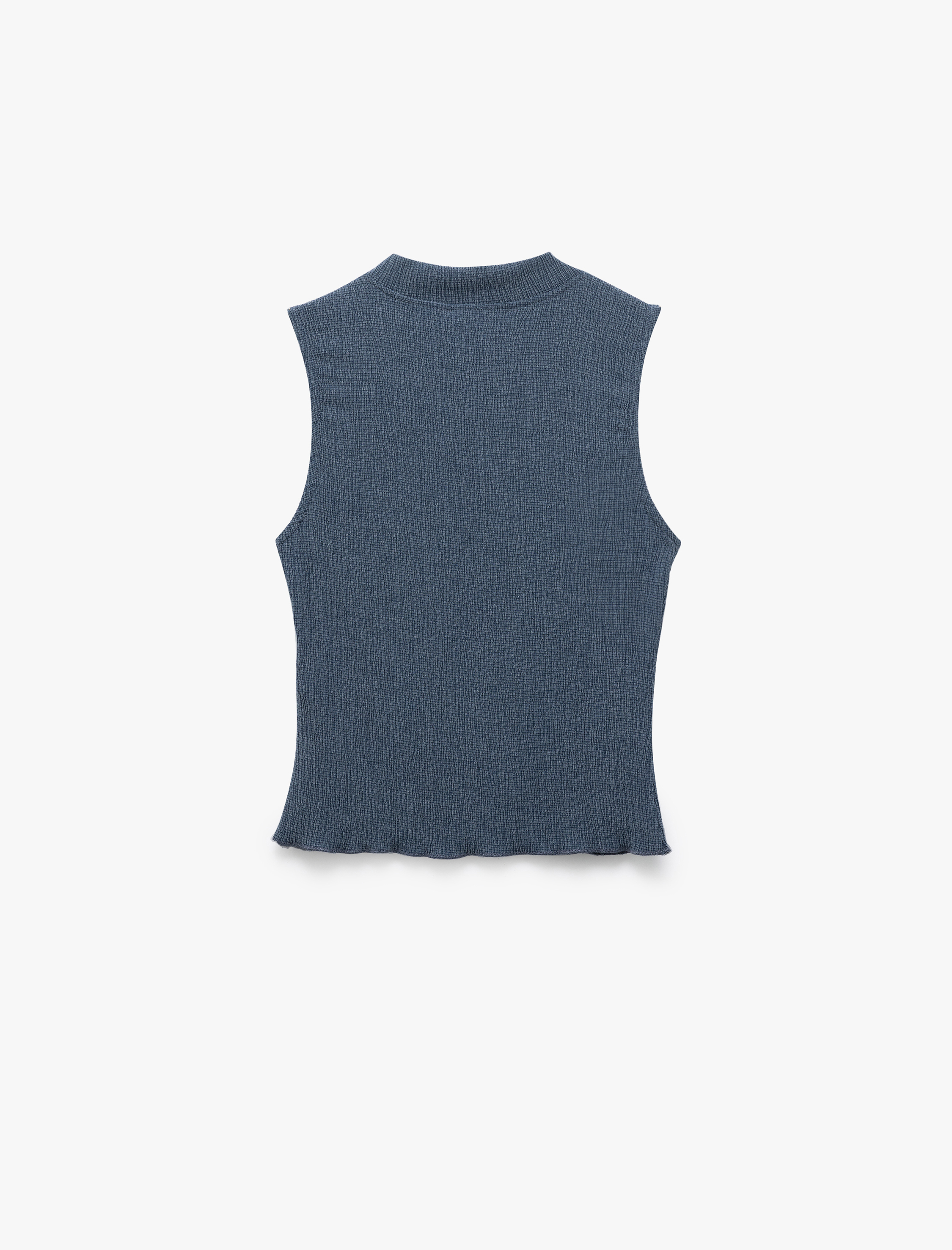   Slim Fit Bisiklet Yaka Kolsuz Bürümcük Crop Üst Bürümcük