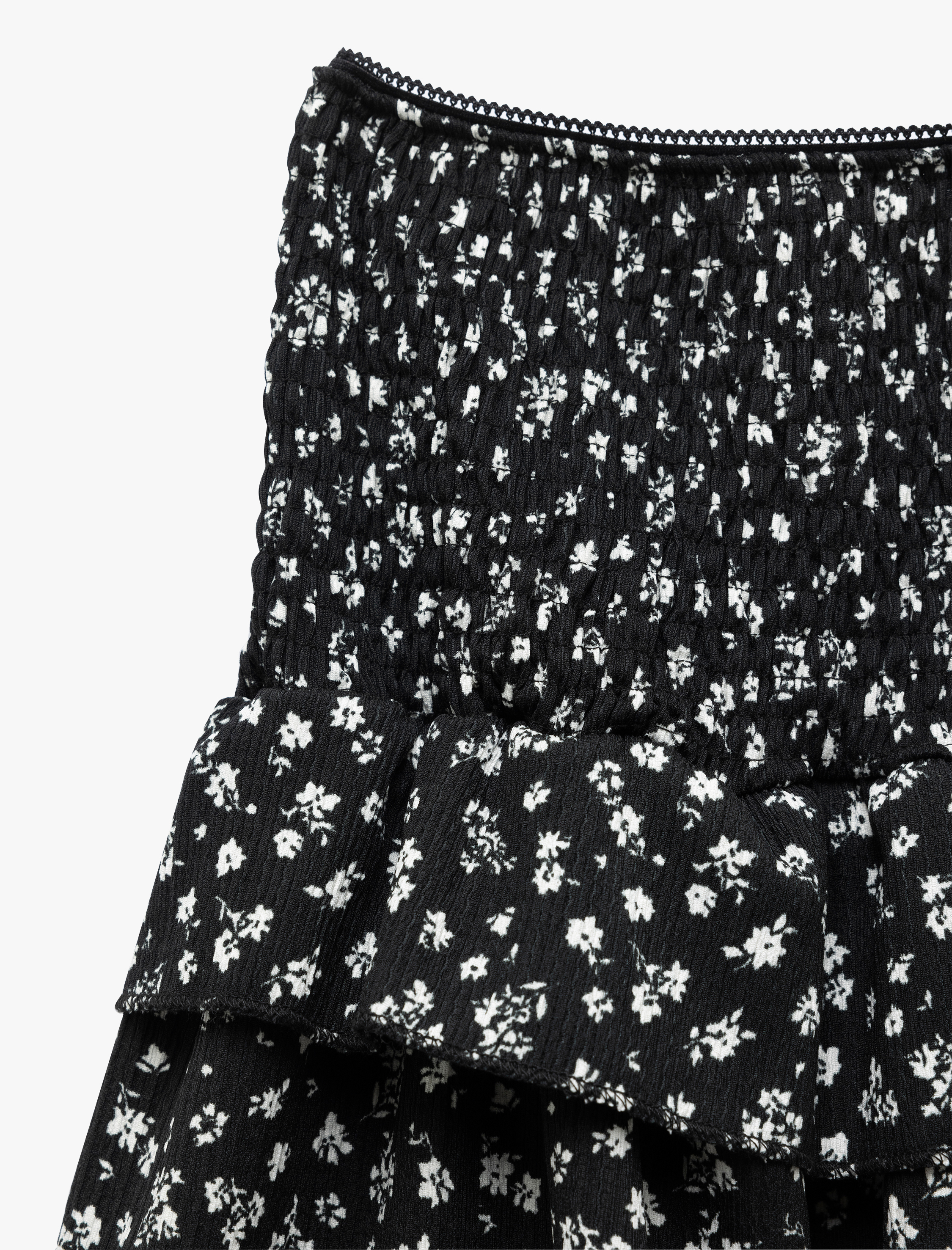   Gipeli Katlı Volanlı Mini Yüksek Bel Çiçekli Etek Bürümcük