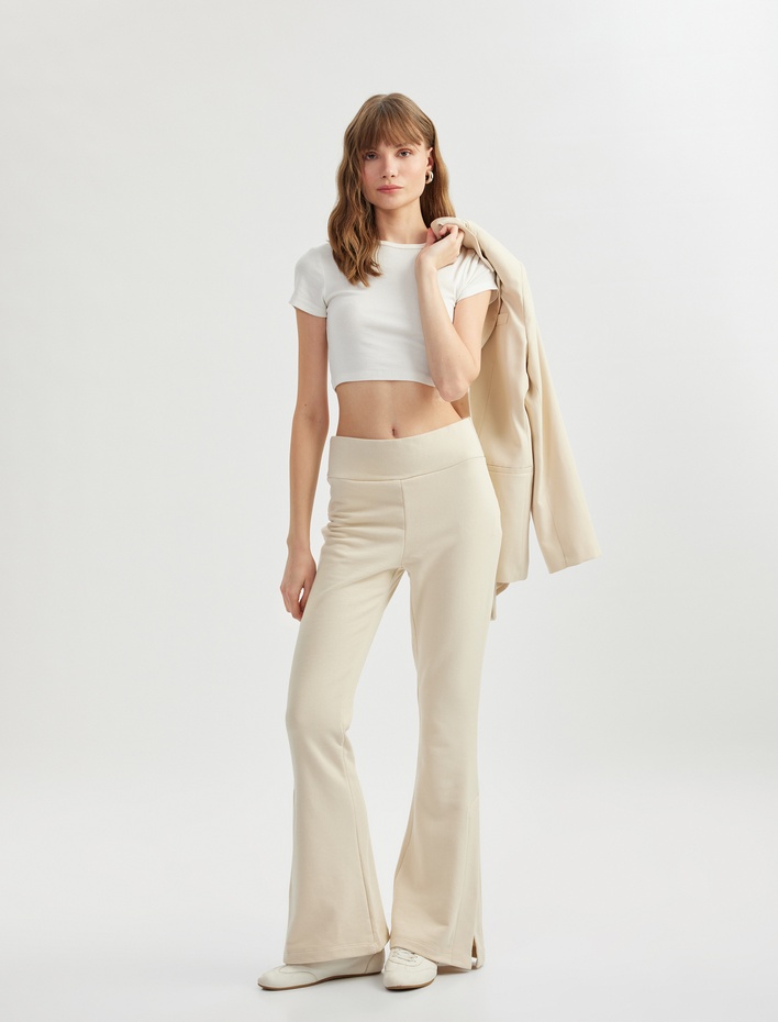  Slim Fit Üç İplik İspanyol Paça Eşofman Altı