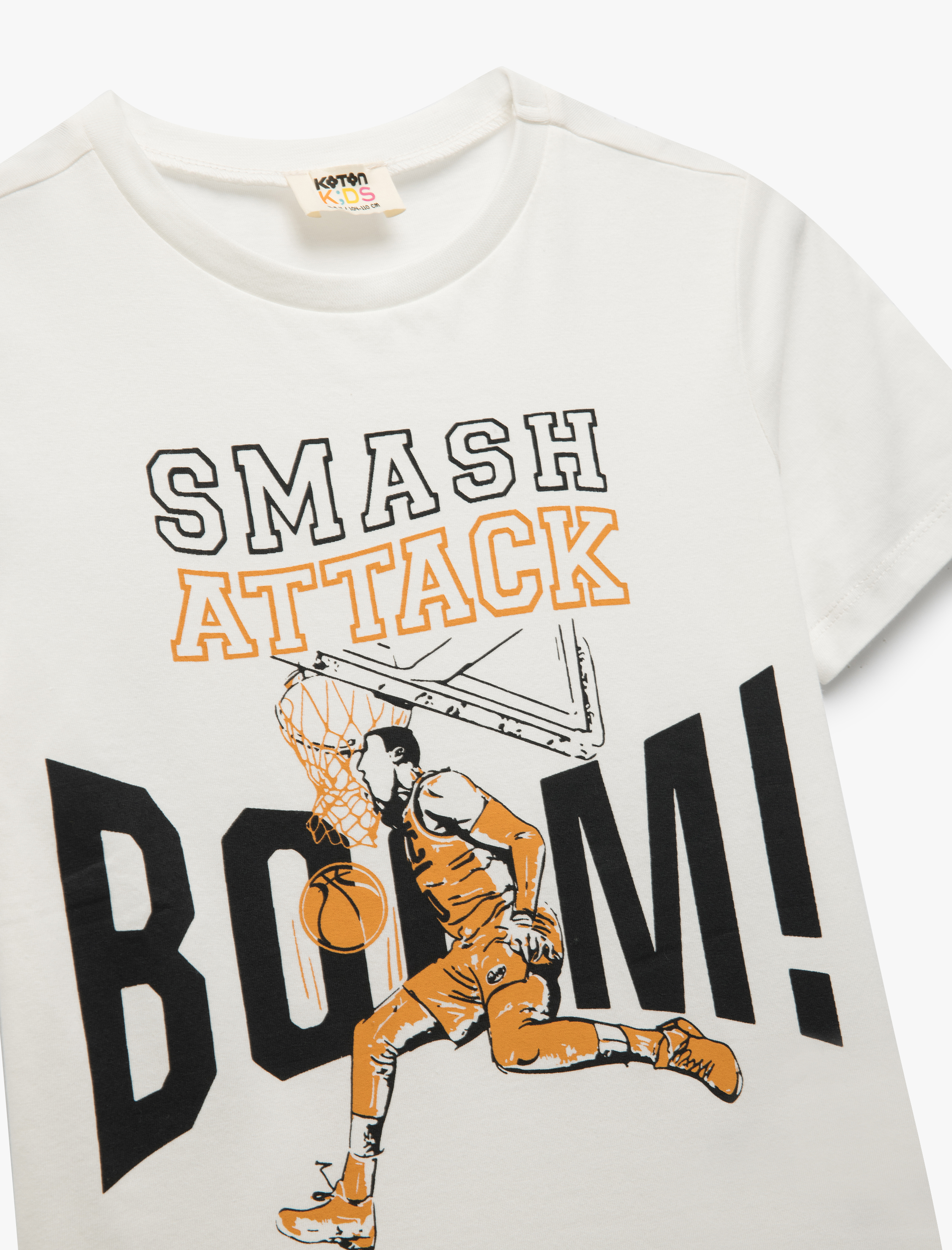  Erkek Çocuk Basketbol Baskılı Bisiklet Yaka Kısa Kollu Pamuklu Tişört