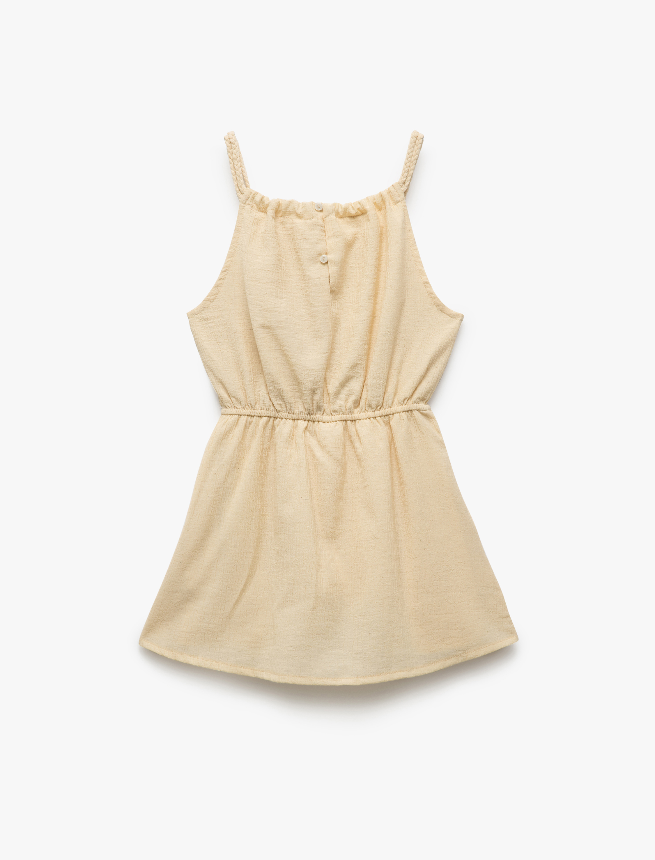  Kız Çocuk Bisiklet Yaka Katmanlı Askılı Müslin Tulum