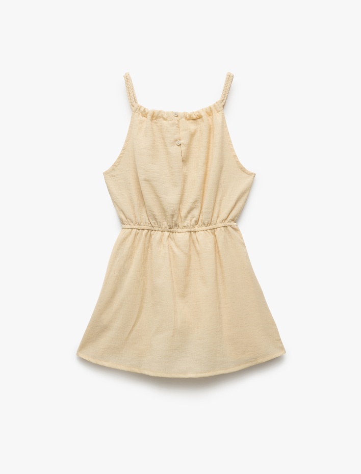 Kız Çocuk Bisiklet Yaka Katmanlı Askılı Müslin Tulum