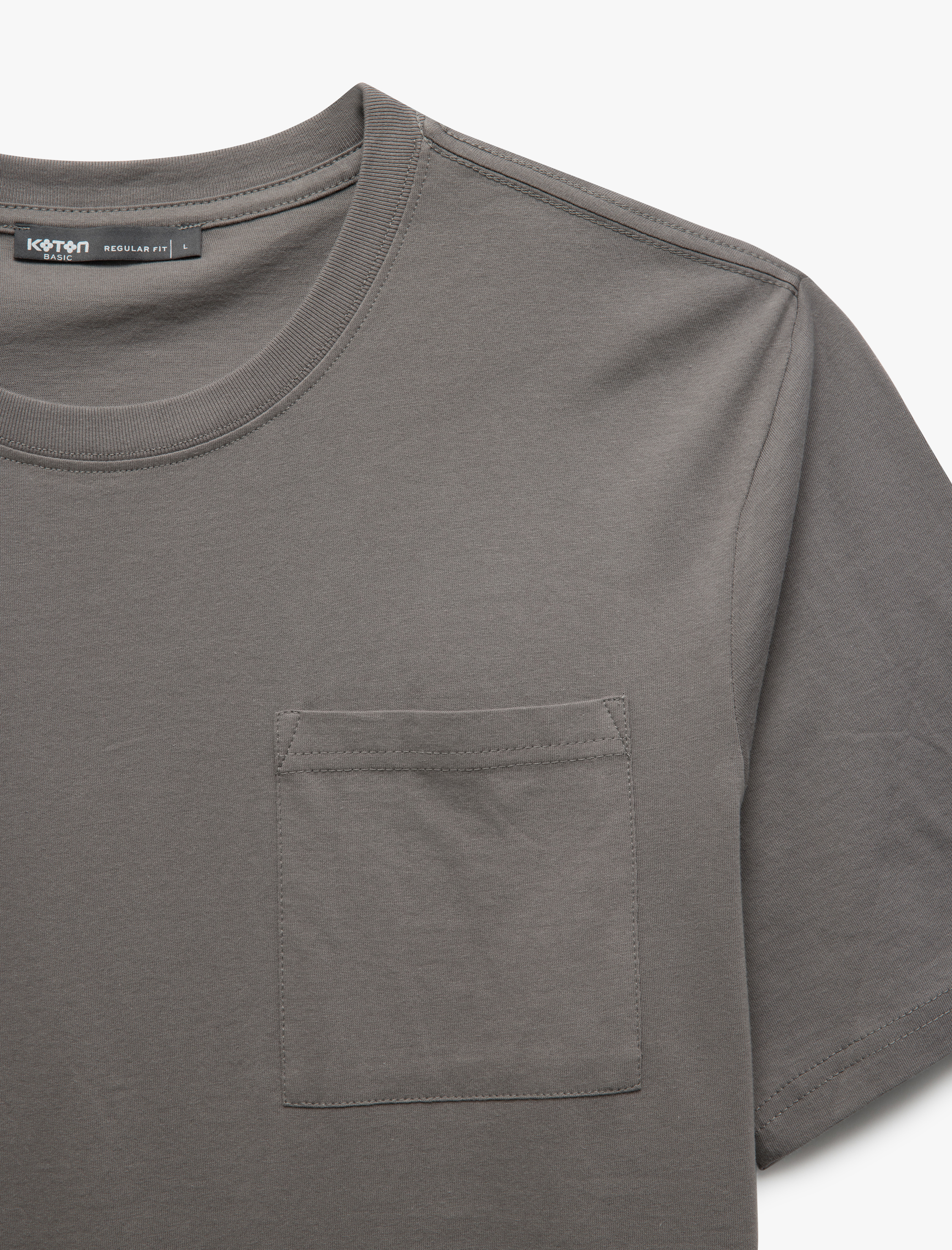   Bisiklet Yaka Cepli Regular Fit Pamuklu Kısa Kollu Erkek Basic Tişört