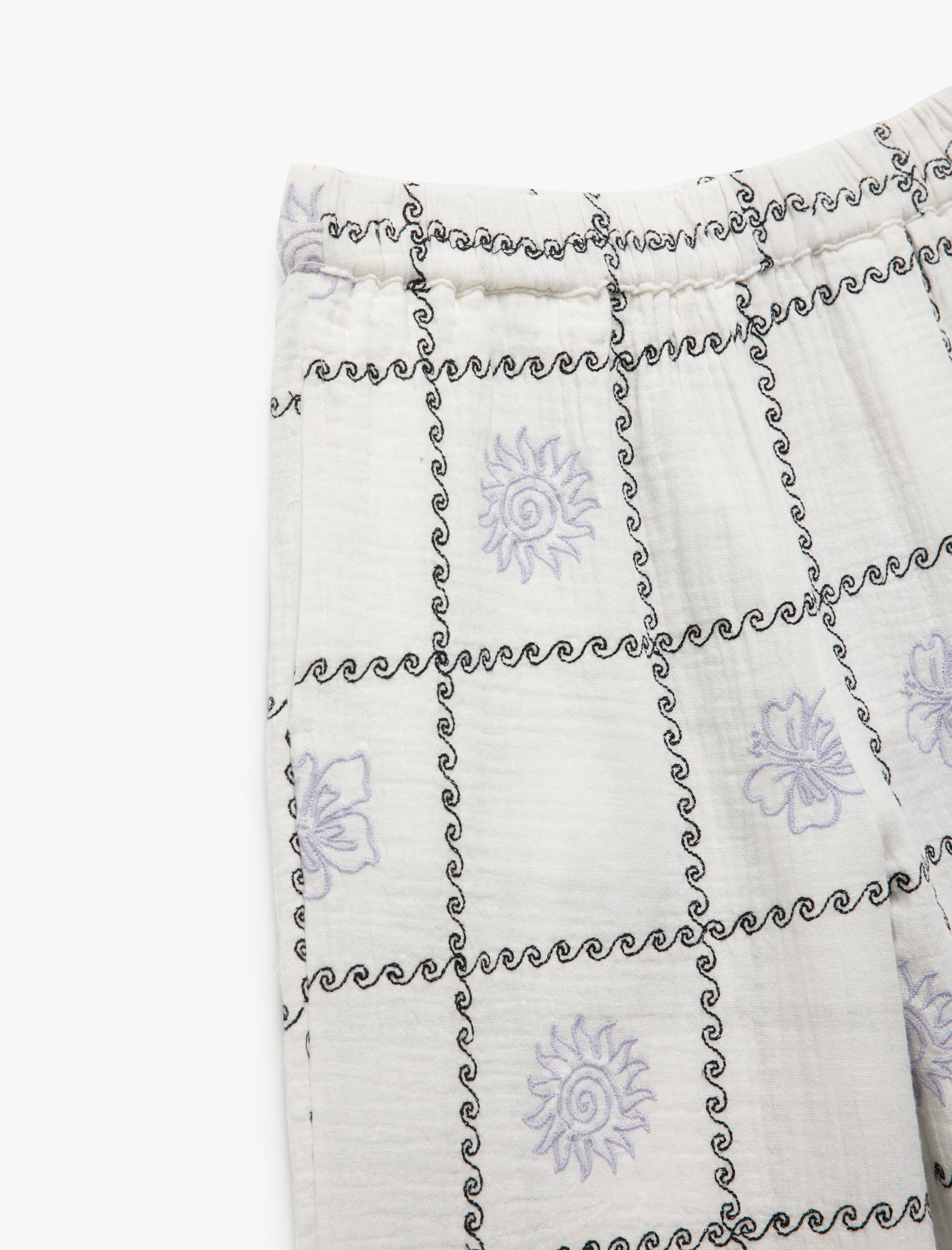  Kız Çocuk Beli Lastikli Desenli Pamuklu Pantolon