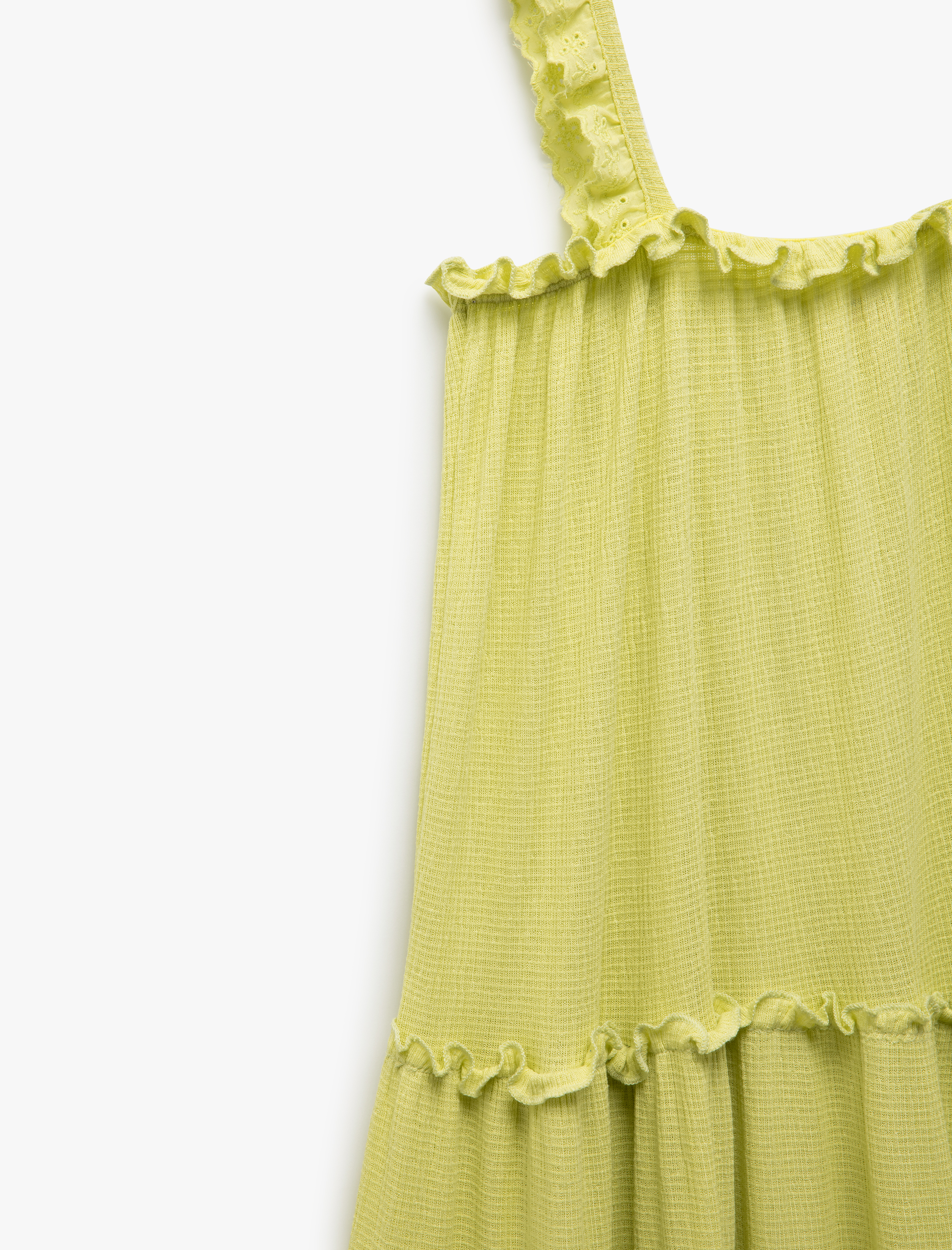  Kız Çocuk Kare Yaka Midi Viskon Askılı Elbise