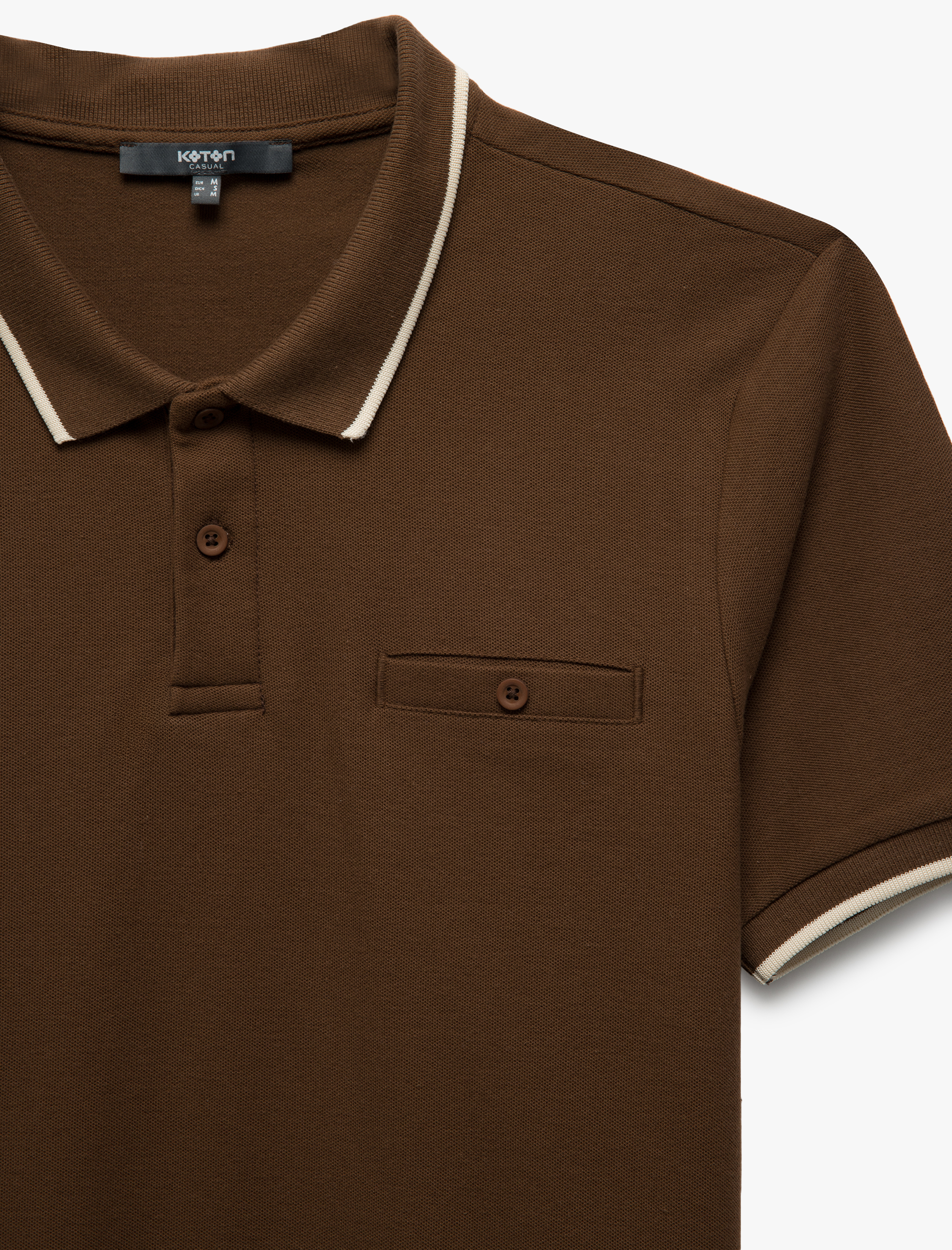 Pamuklu Cep Detaylı Pike Kumaş Slim Fit Polo Yaka Tişört