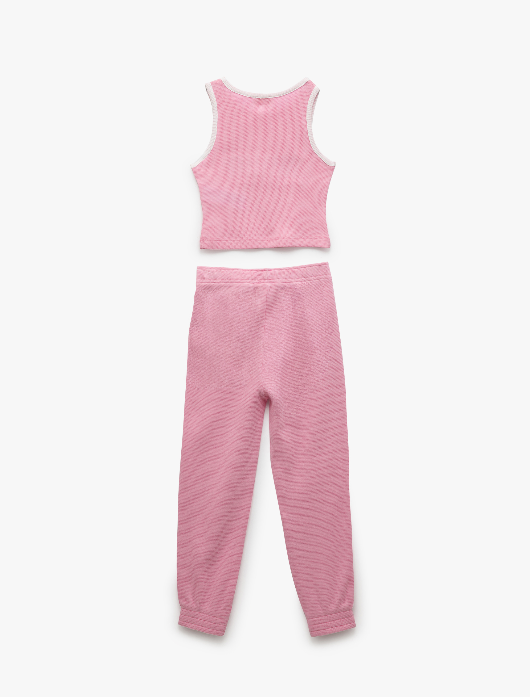  Kız Çocuk Pamuklu Bisiklet Yaka Askılı Atlet ve Eşofman Altı 2'li Set