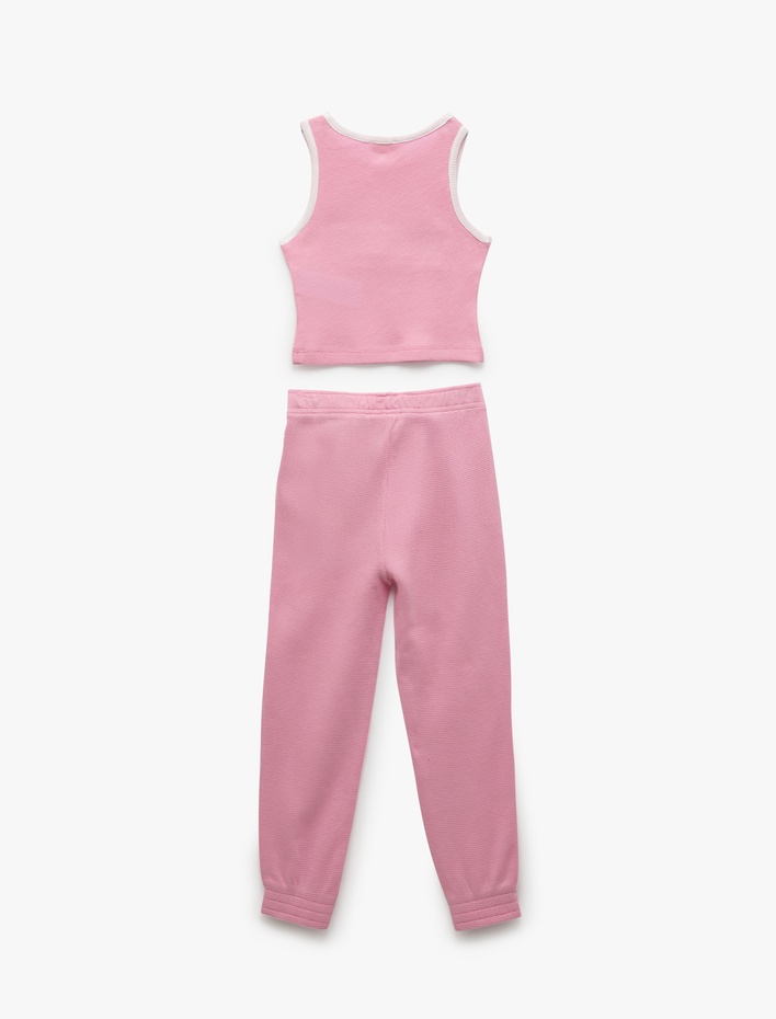 Kız Çocuk Pamuklu Bisiklet Yaka Askılı Atlet ve Eşofman Altı 2'li Set