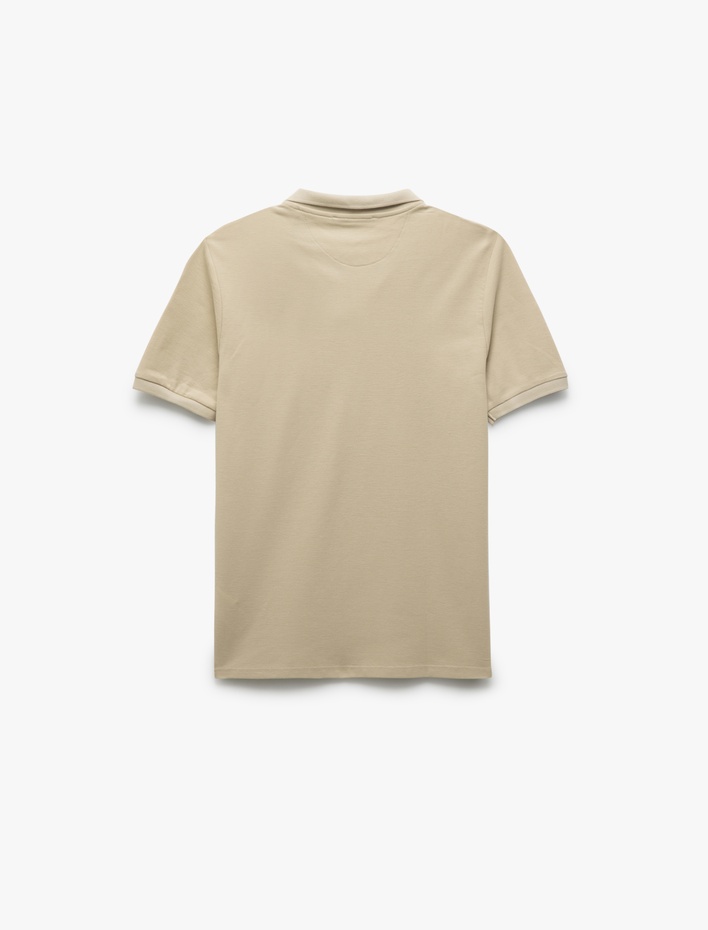  Pamuklu Kısa Kollu Pike Kumaş Polo Yaka Slim Fit Tişört