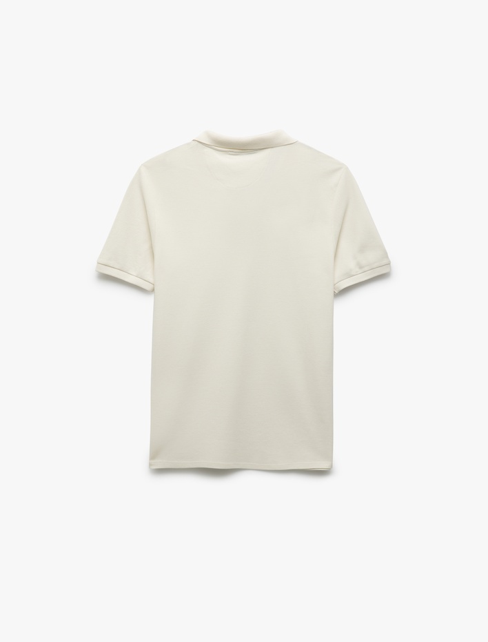  Pamuklu Kısa Kollu Pike Kumaş Polo Yaka Slim Fit Tişört