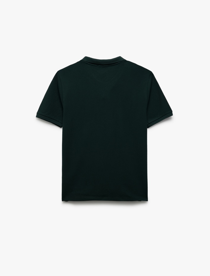  Pamuklu Kısa Kollu Pike Kumaş Polo Yaka Slim Fit Tişört