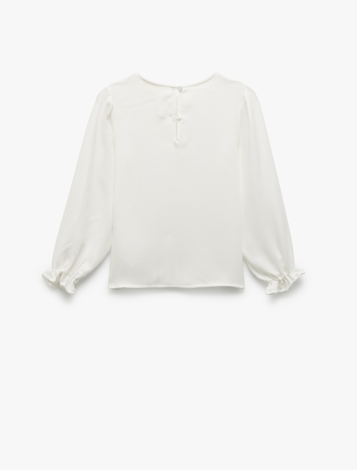 Kız Çocuk Bisiklet Yaka Uzun Kollu Viskon Bluz