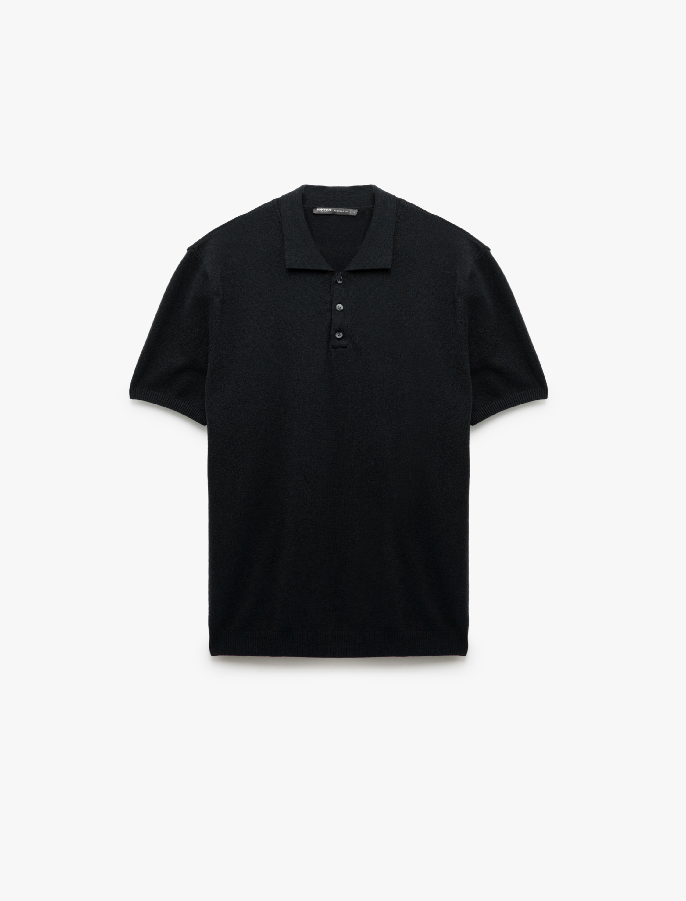   Düğmeli Polo Yaka Viskon Karışımlı Kısa Kollu Triko Tişört