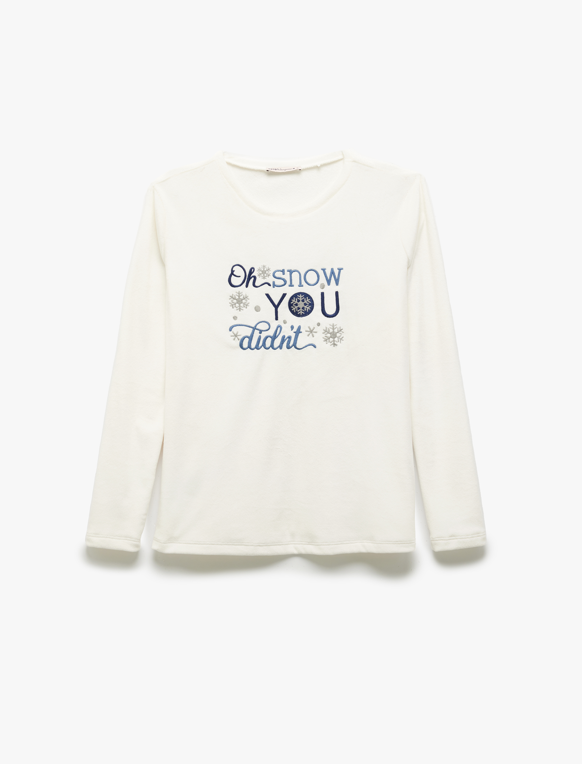   Uzun Kollu Baskılı Polar Kadife Pijama Takımı