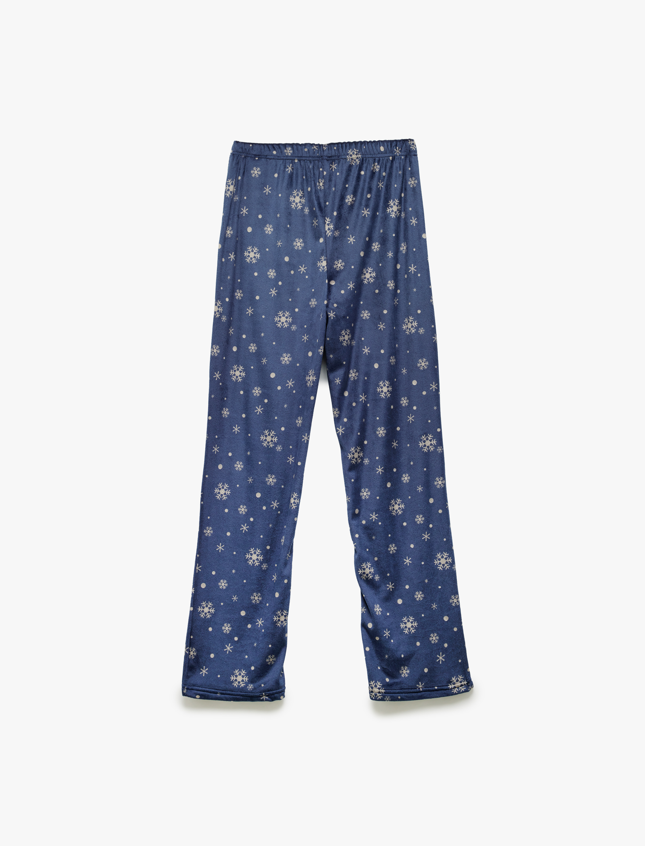   Uzun Kollu Baskılı Polar Kadife Pijama Takımı