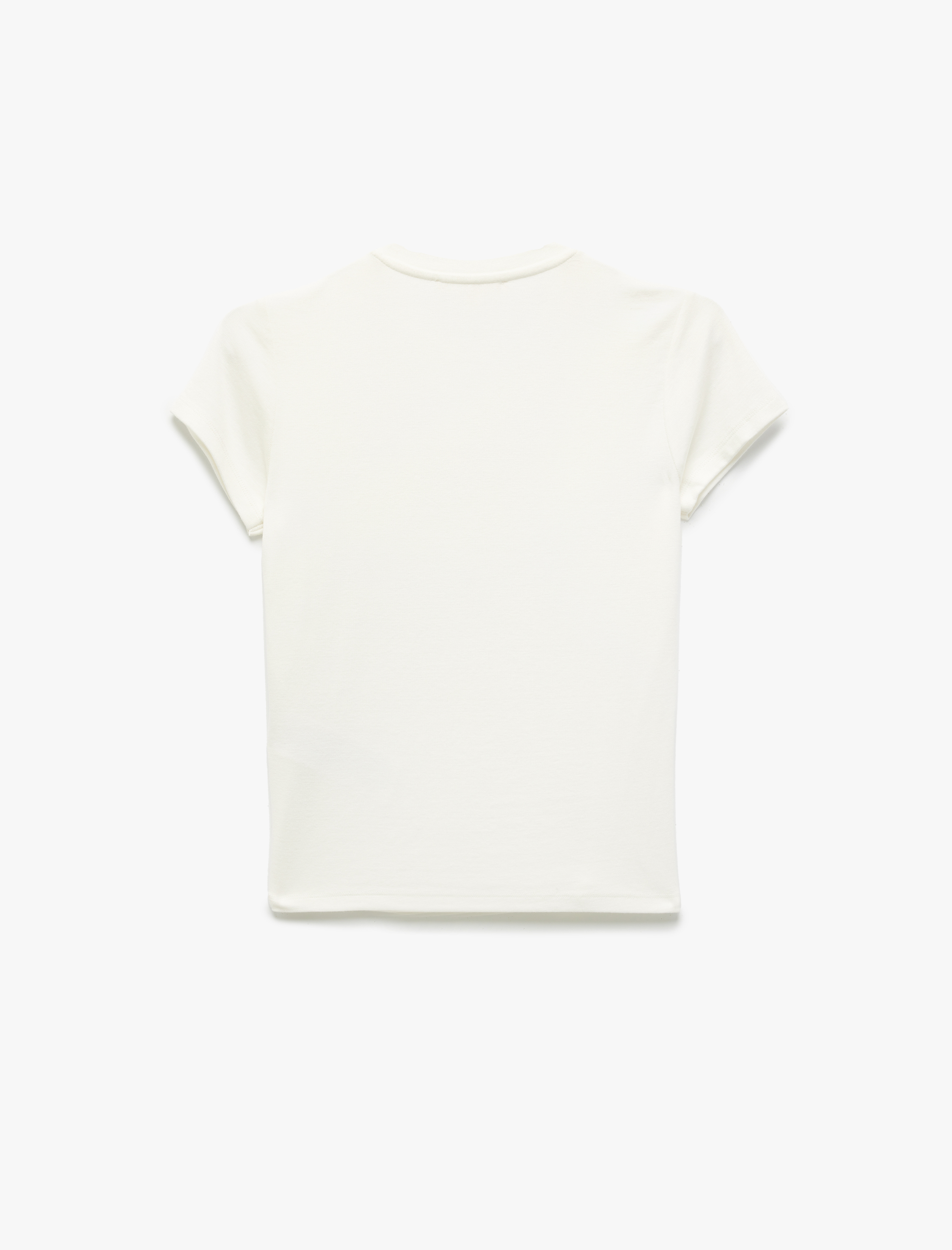   Fiyonk İşleme Detaylı Bisiklet Yaka Kısa Kollu Viskon Tişört