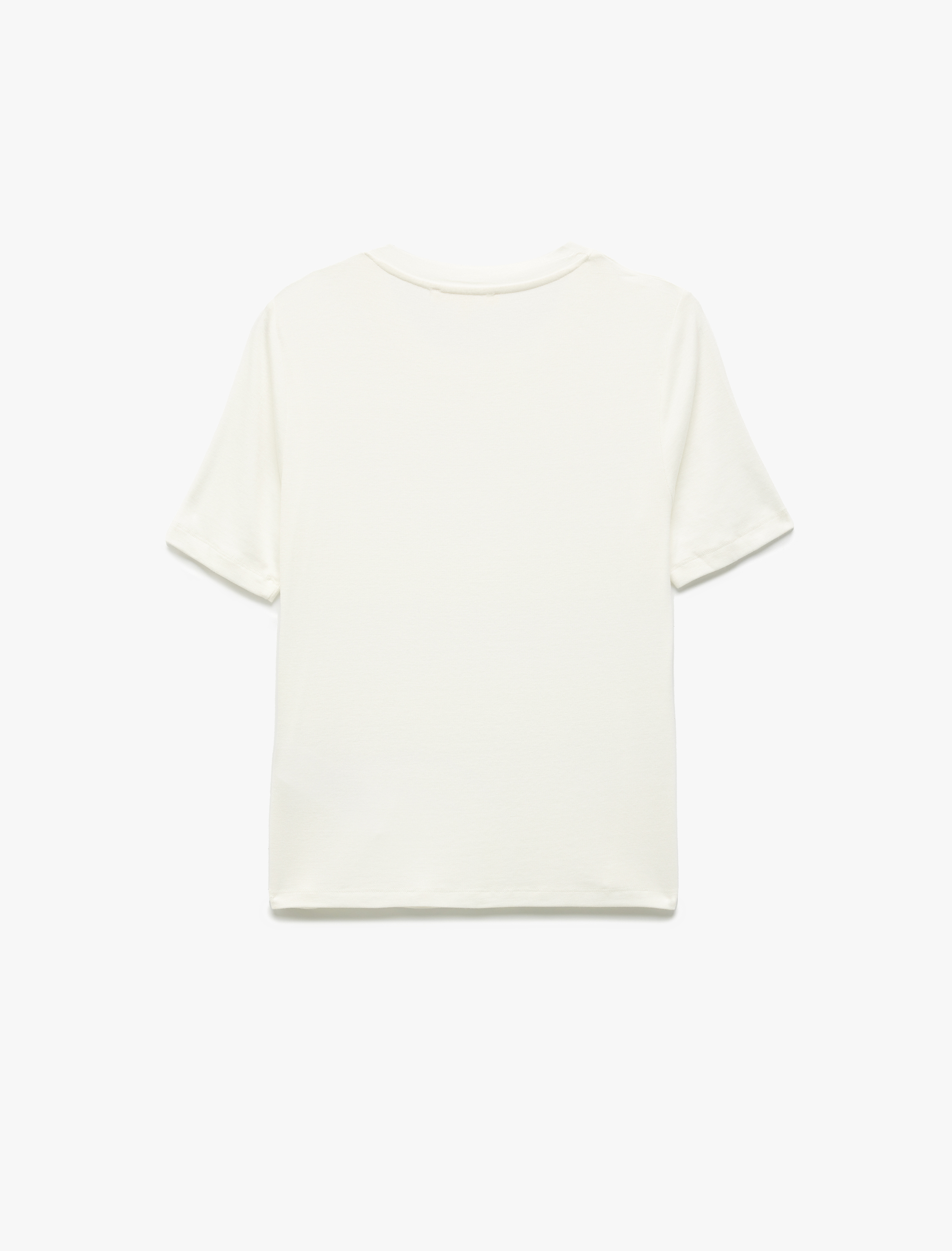   Bisiklet Yaka Kısa Kollu Viskon Taşlı Tişört