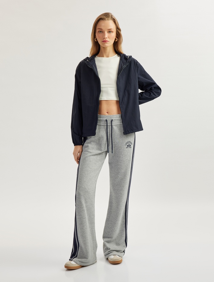  Uzun Kollu Cepli Fermuarlı Paraşüt Kumaş Kapüşonlu Yağmurluk