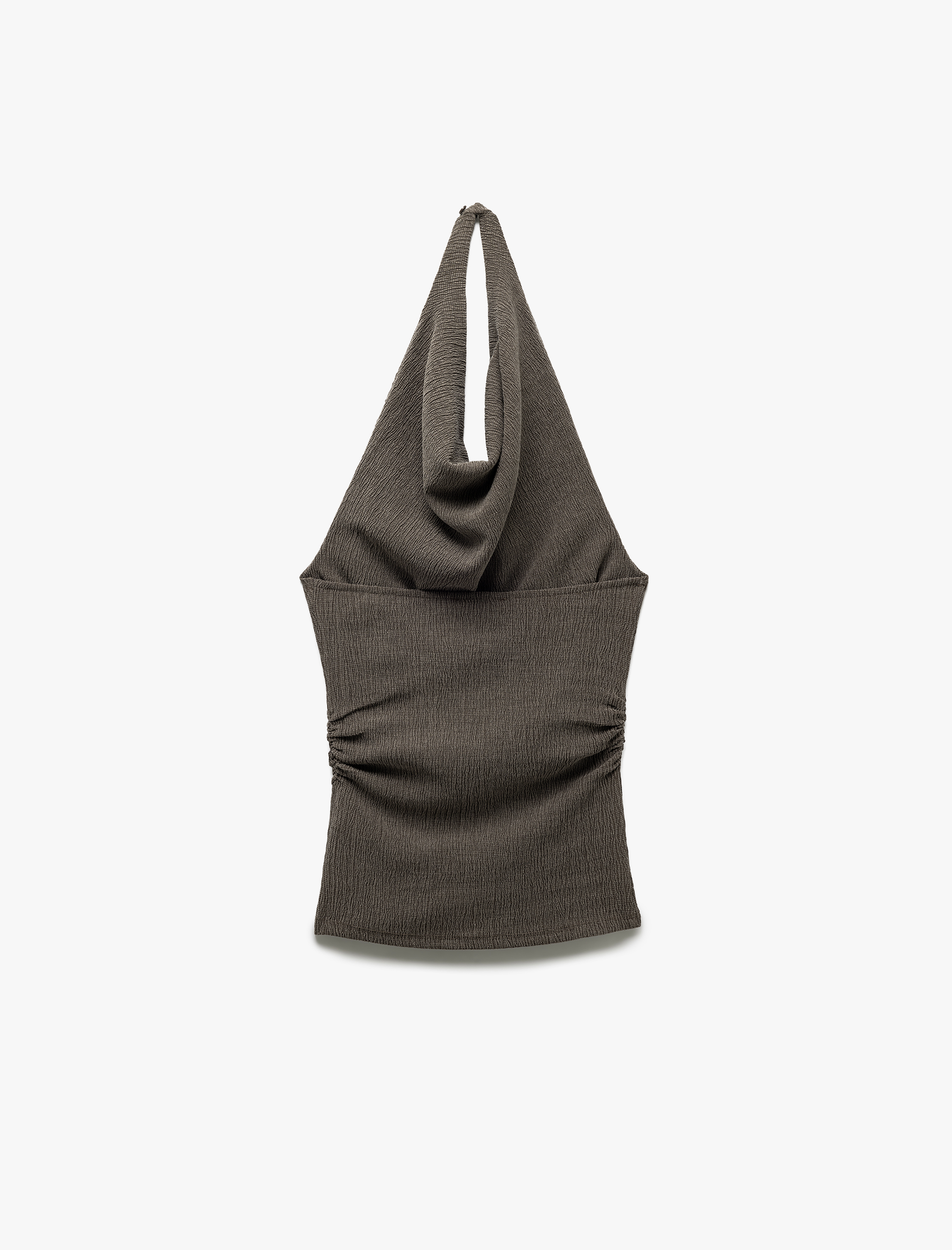   Kolsuz Dokulu Halter Yaka Bluz