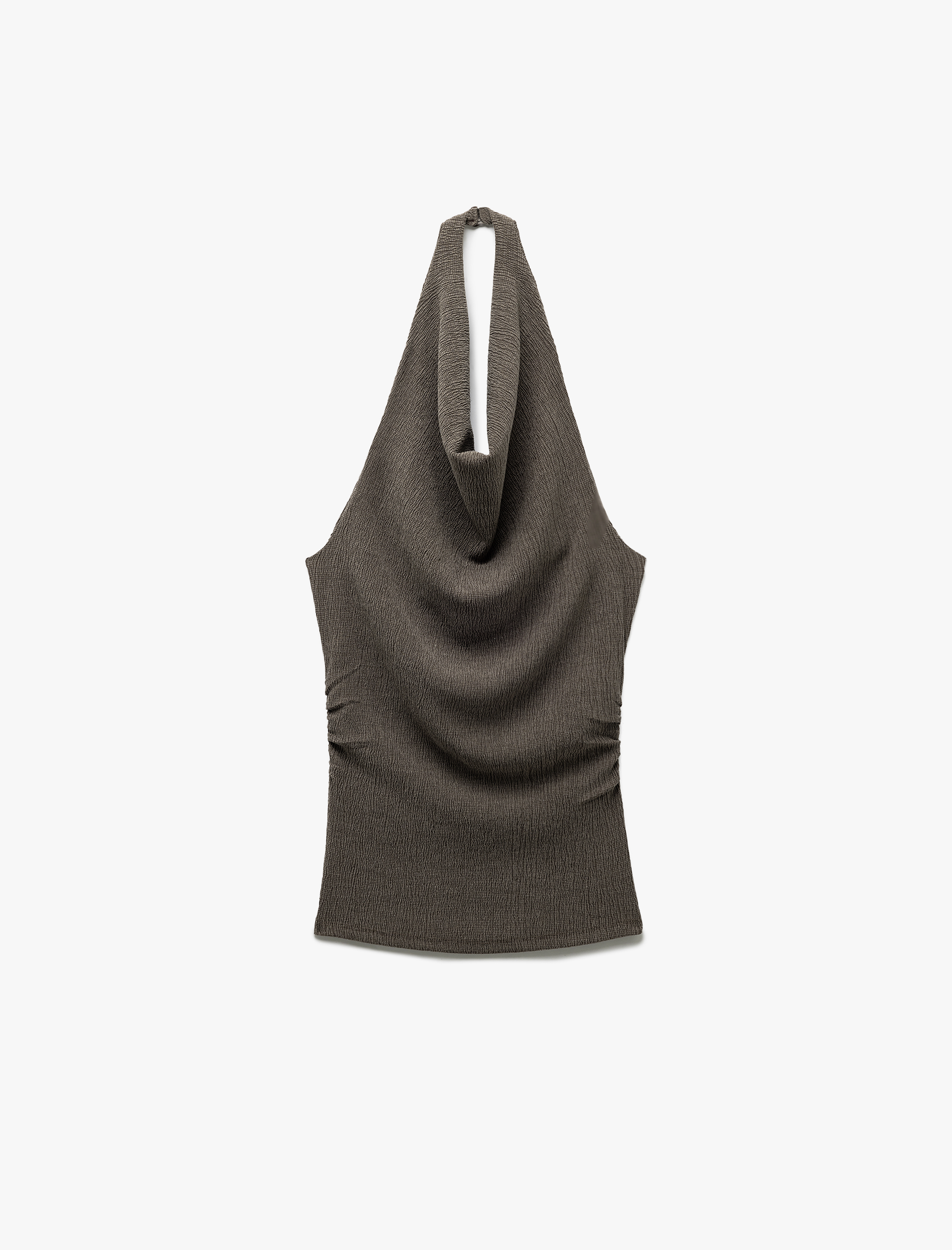   Kolsuz Dokulu Halter Yaka Bluz