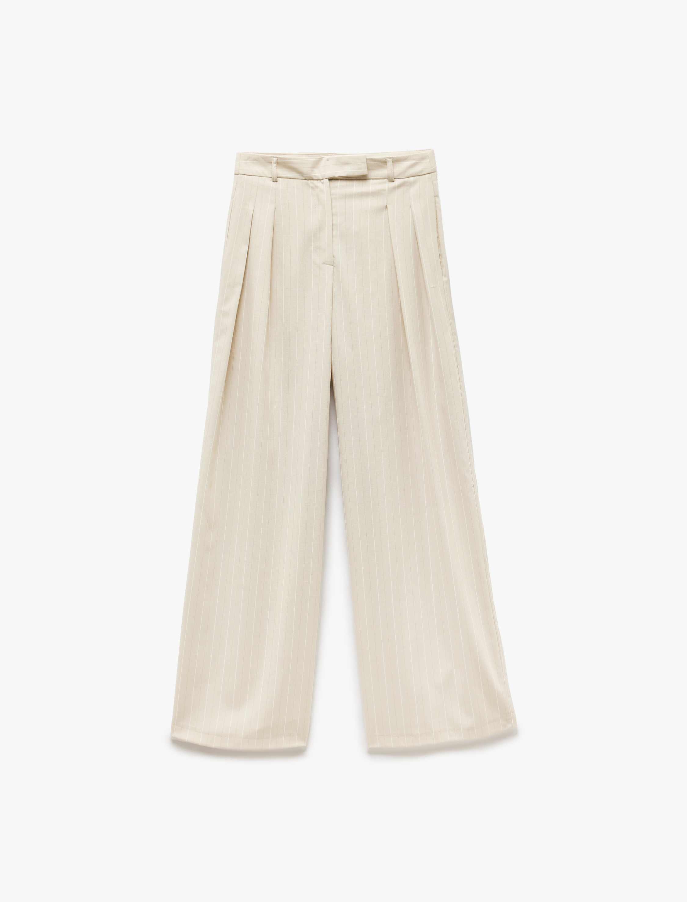   Cepli Pile Detaylı Geniş Paça Kumaş Pantolon