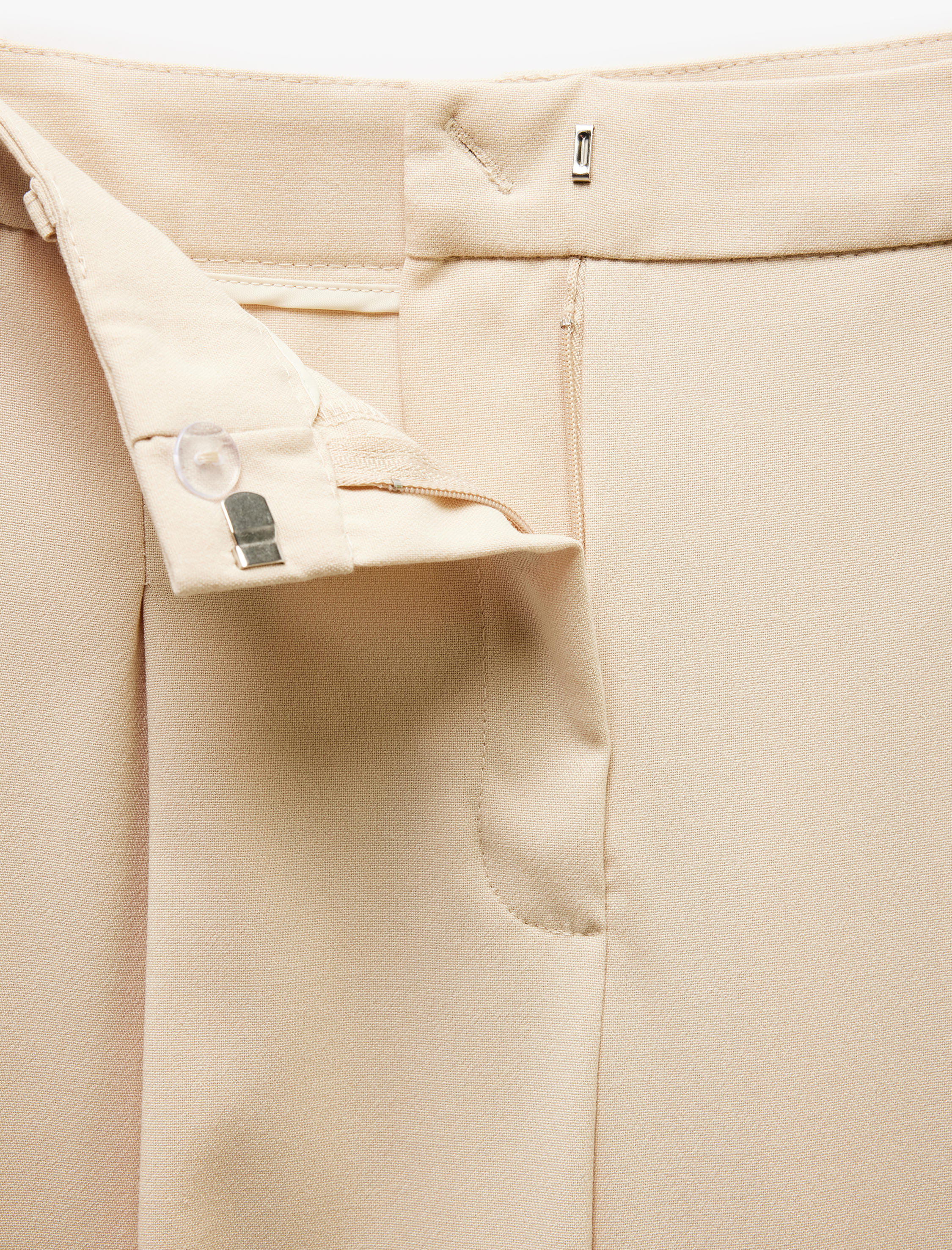 Cepli Yüksek Bel Pile Detaylı Geniş Paça Kumaş Pantolon