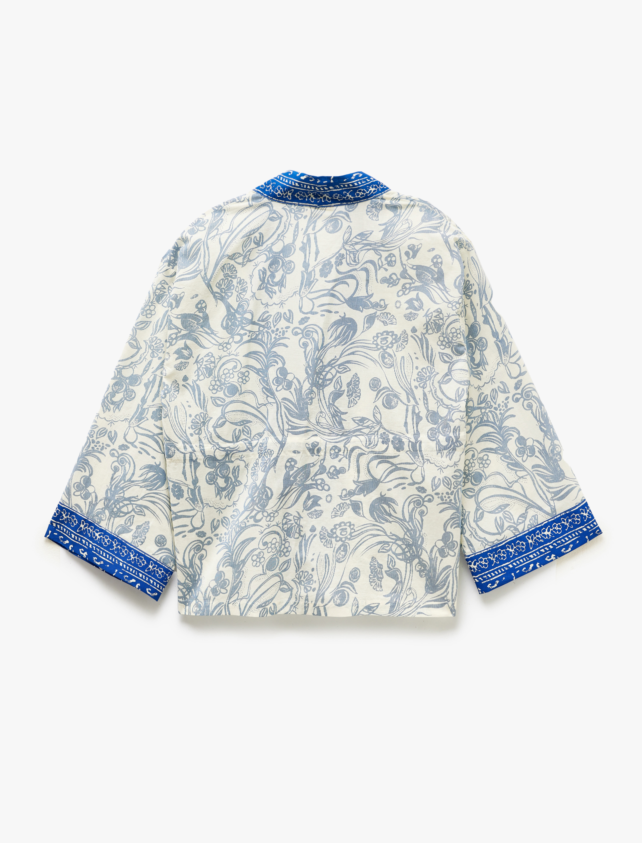   Pamuklu Cepli Bağlama Detaylı 3/4 Geniş Kollu Çiçekli Kimono