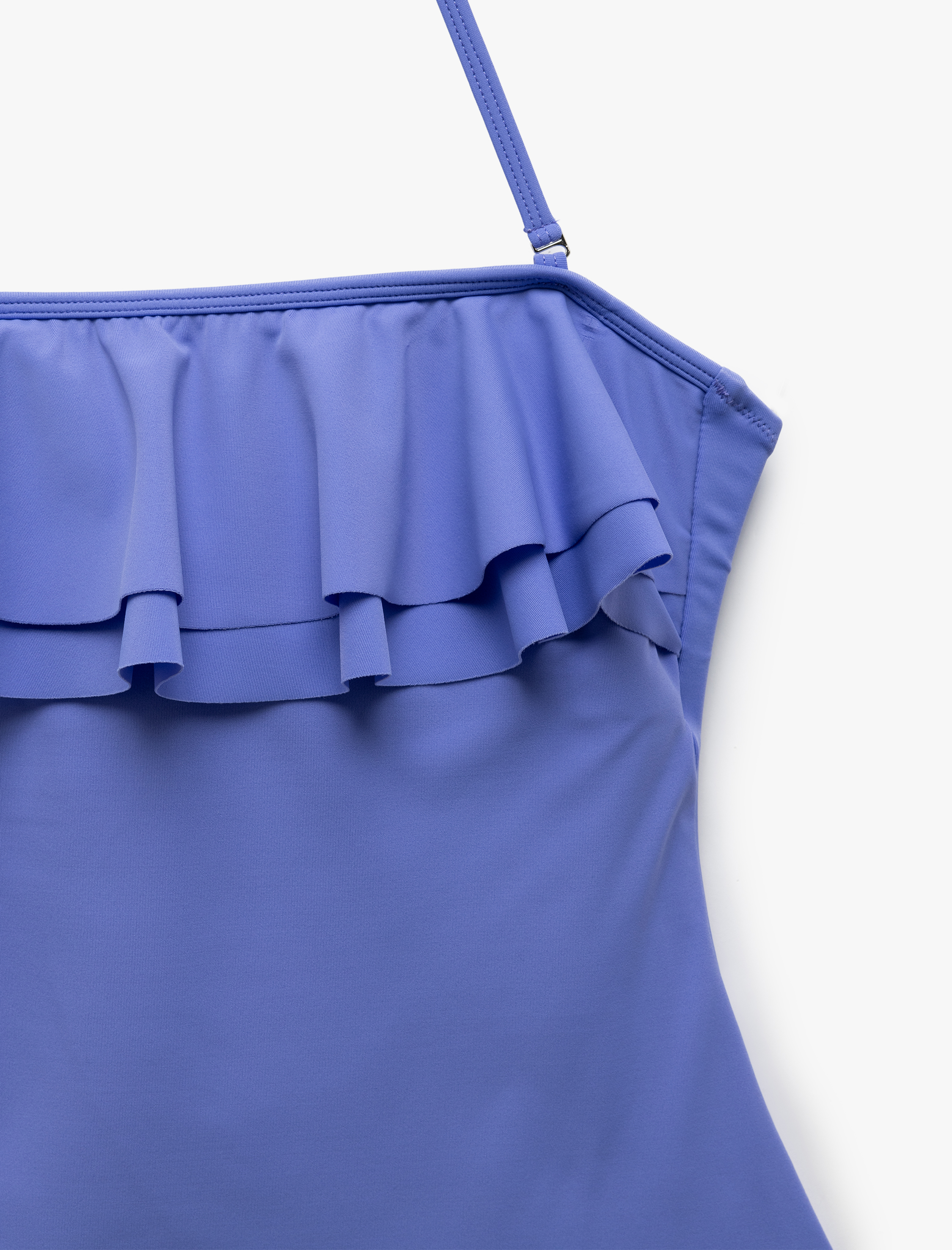   Dar Kalıp Fırfırlı Straplez Mayo