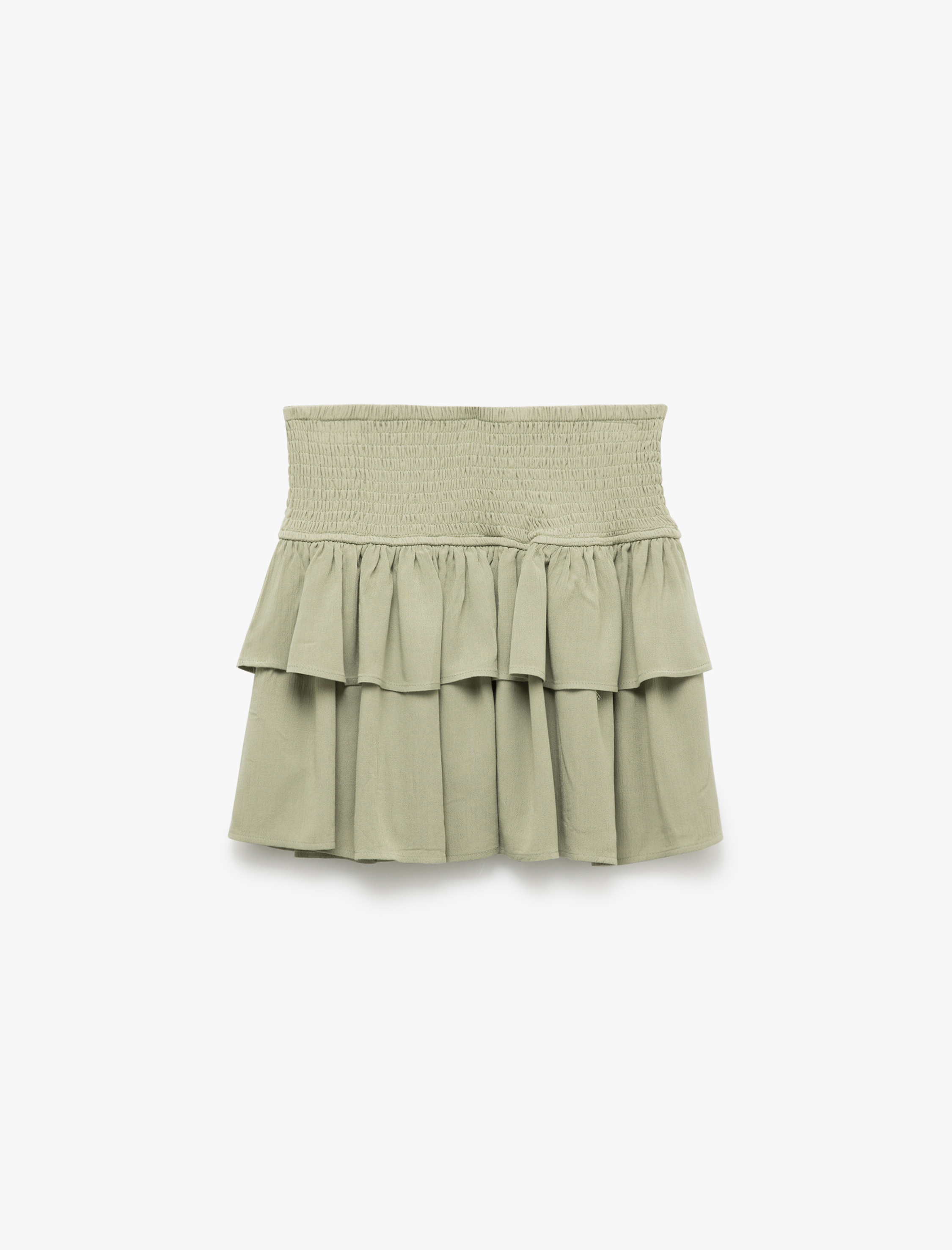   Katlı Volanlı Gipeli Viskon Mini Etek