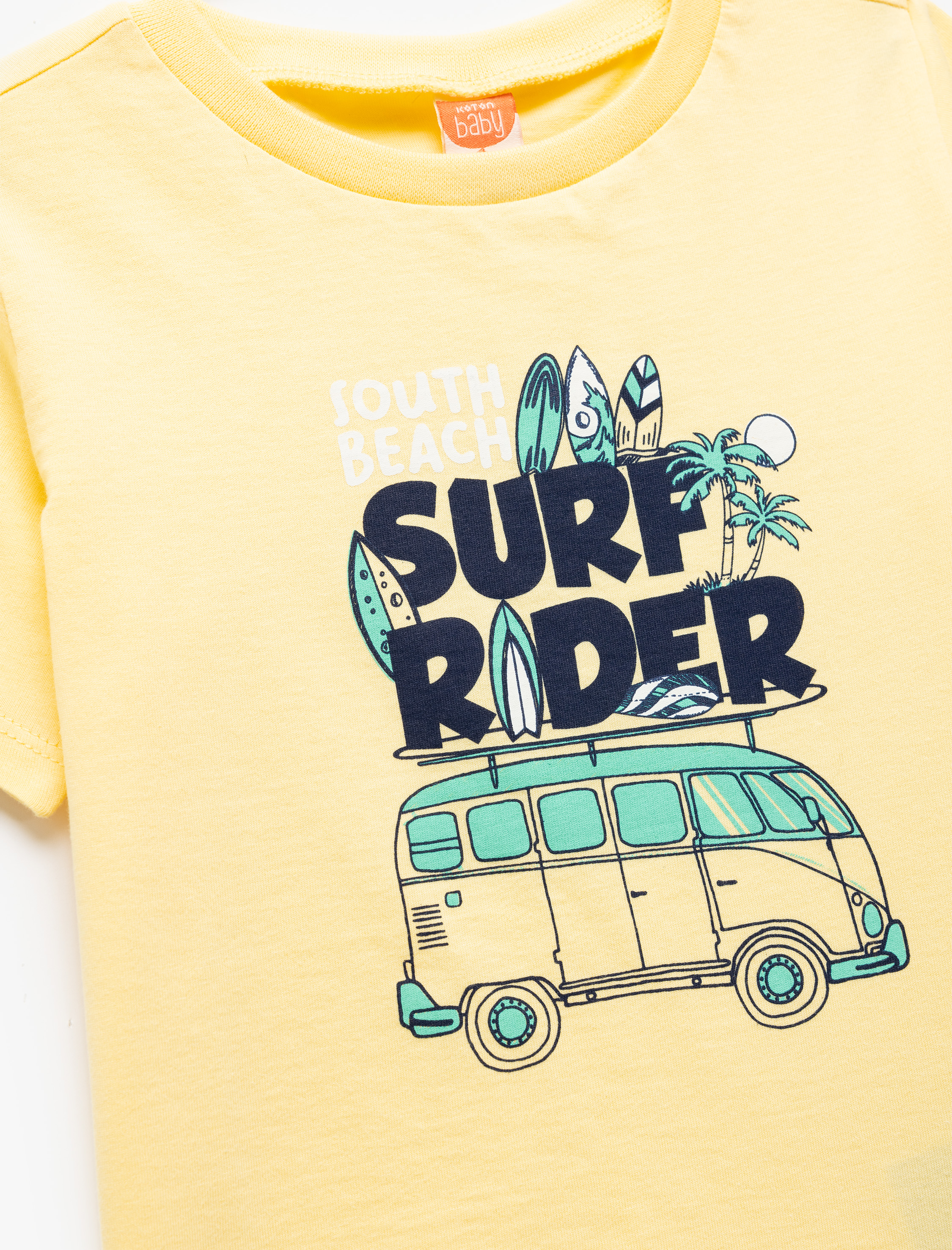  Erkek Bebek Pamuklu Baskılı Kısa Kollu Bisiklet Yaka Tişört