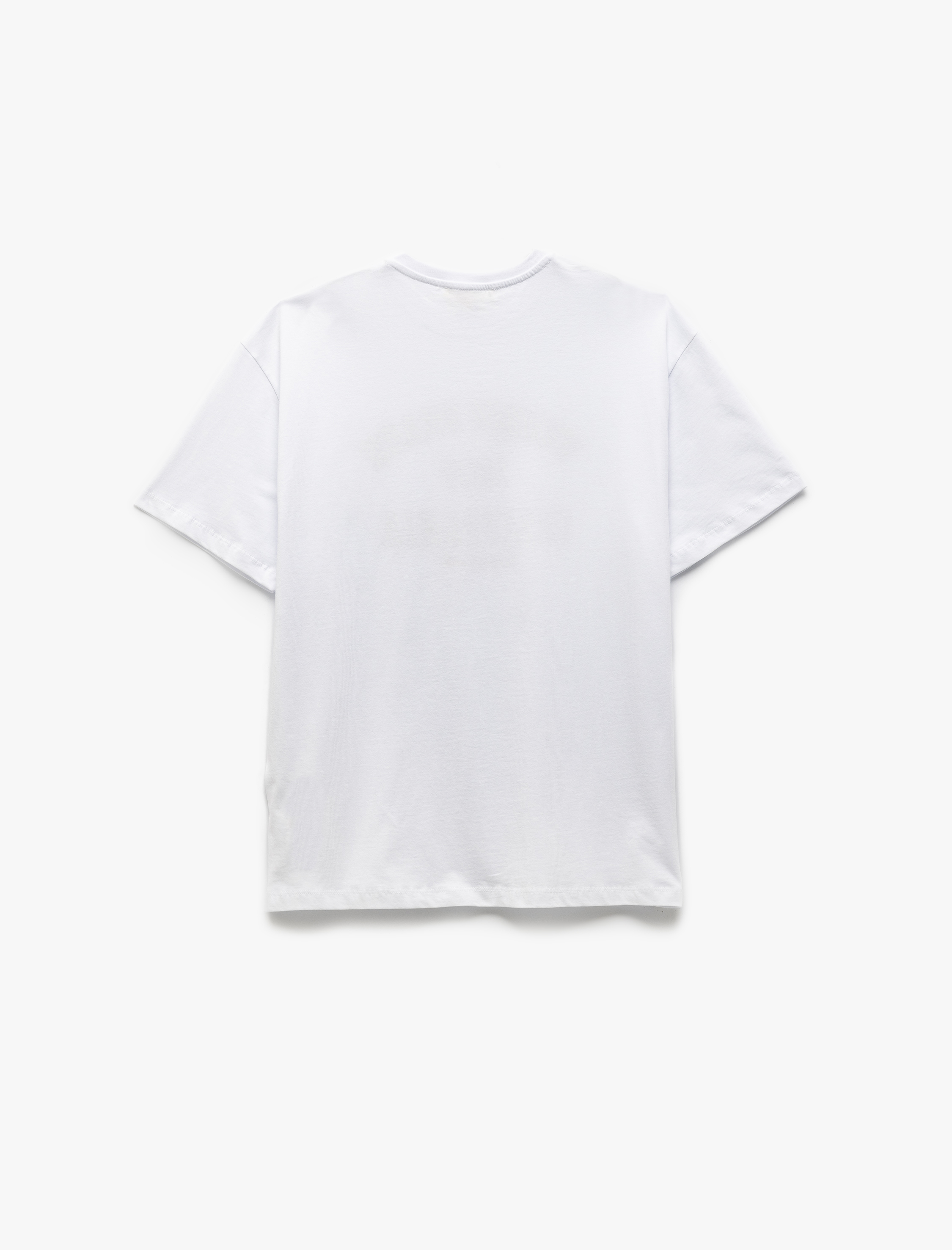   Pamuklu Baskılı Kısa Kollu Bisiklet Yaka Kadın Tişört