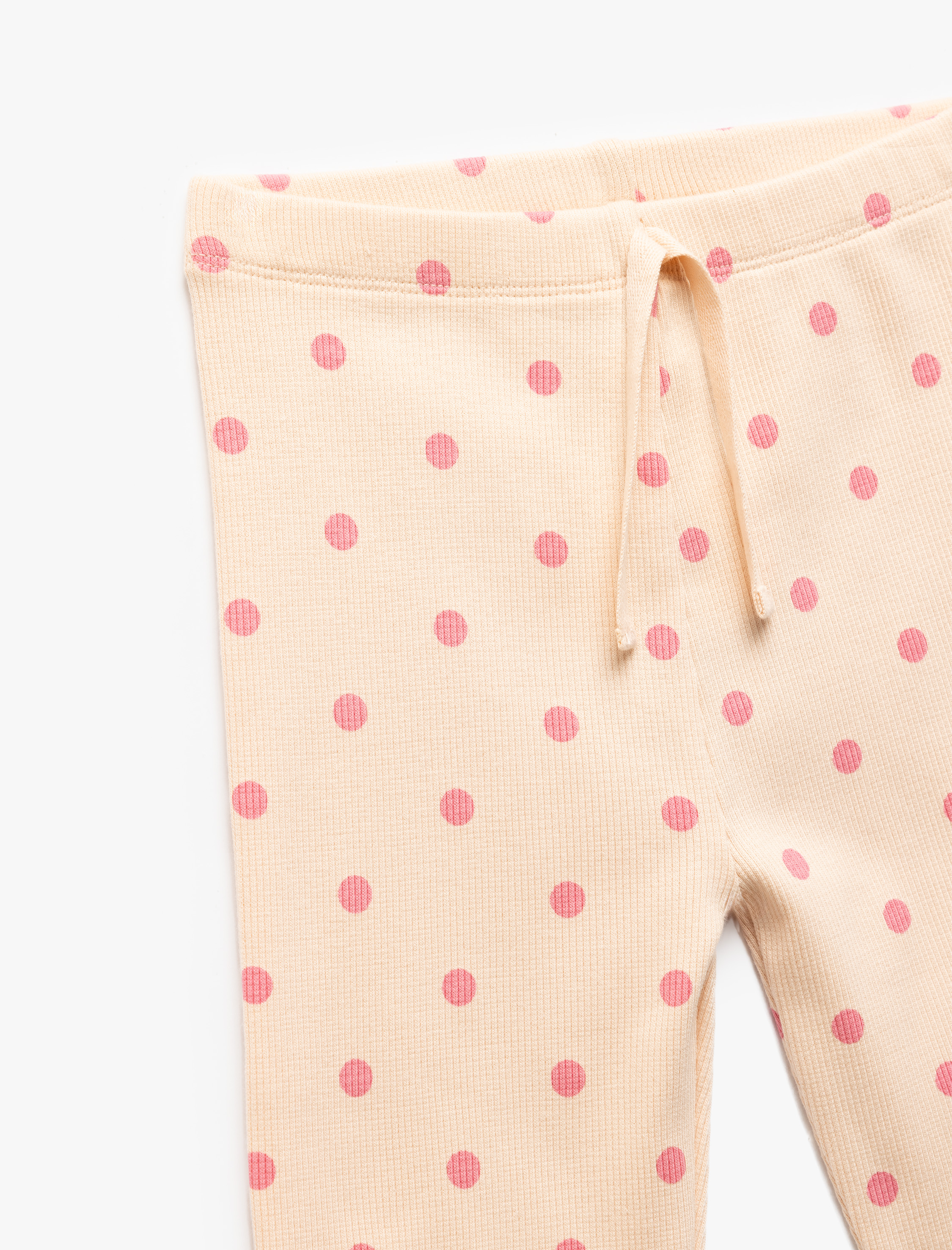  Kız Bebek Pamuklu Puantiyeli Beli Lastikli Basic Tayt