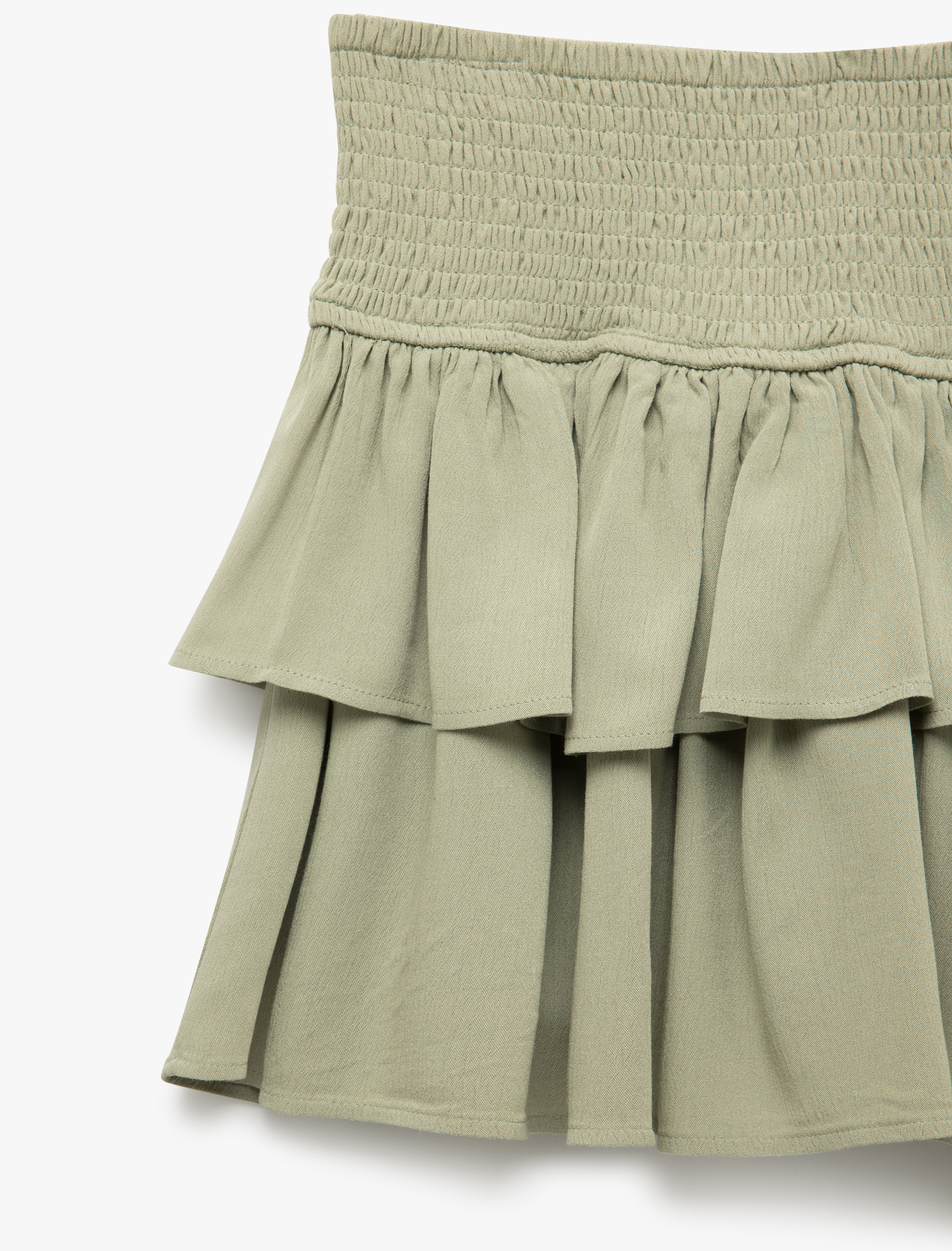   Katlı Volanlı Gipeli Viskon Mini Etek