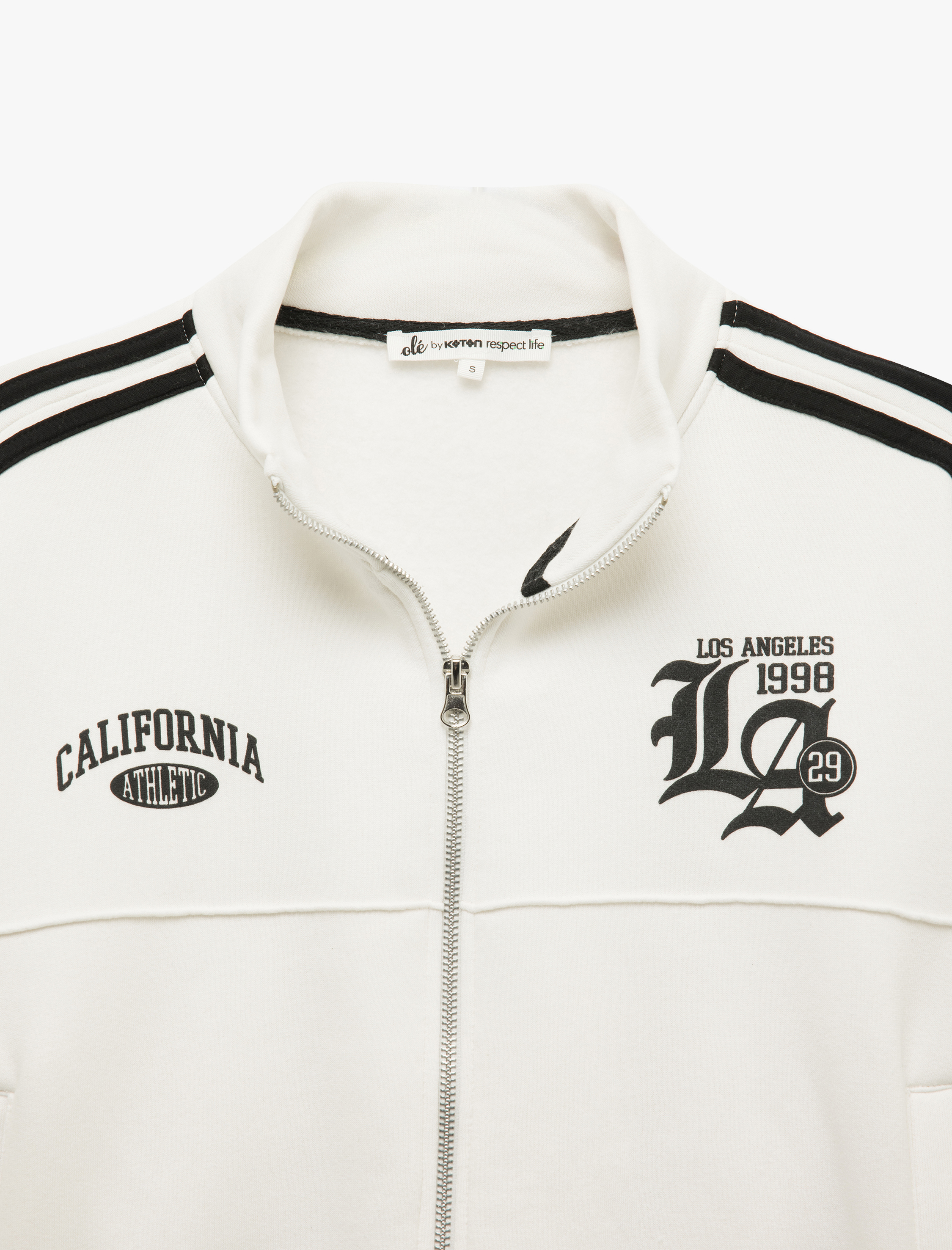   Şardonlu Fermuarlı Cepli Biyeli Kolej Baskılı Sweatshirt