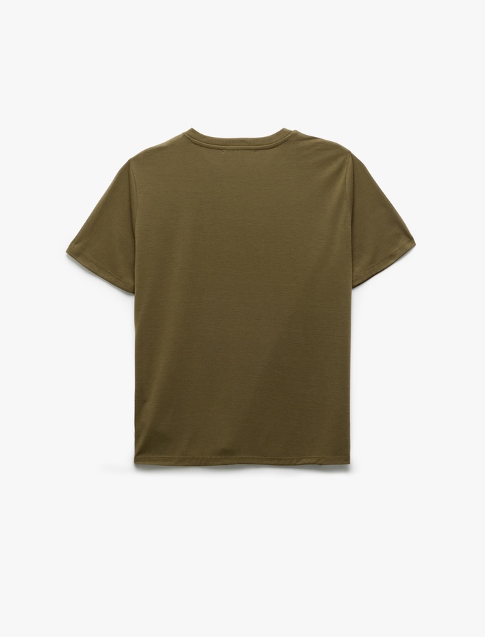  Baskılı Kısa Kollu Bisiklet Yaka Kadın Tişört