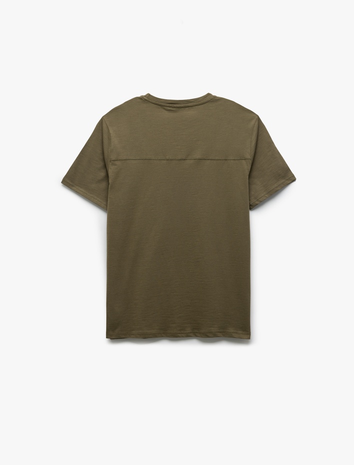  Kısa Kollu Dikiş Detaylı Pamuklu Bisiklet Yaka Slim Fit Tişört