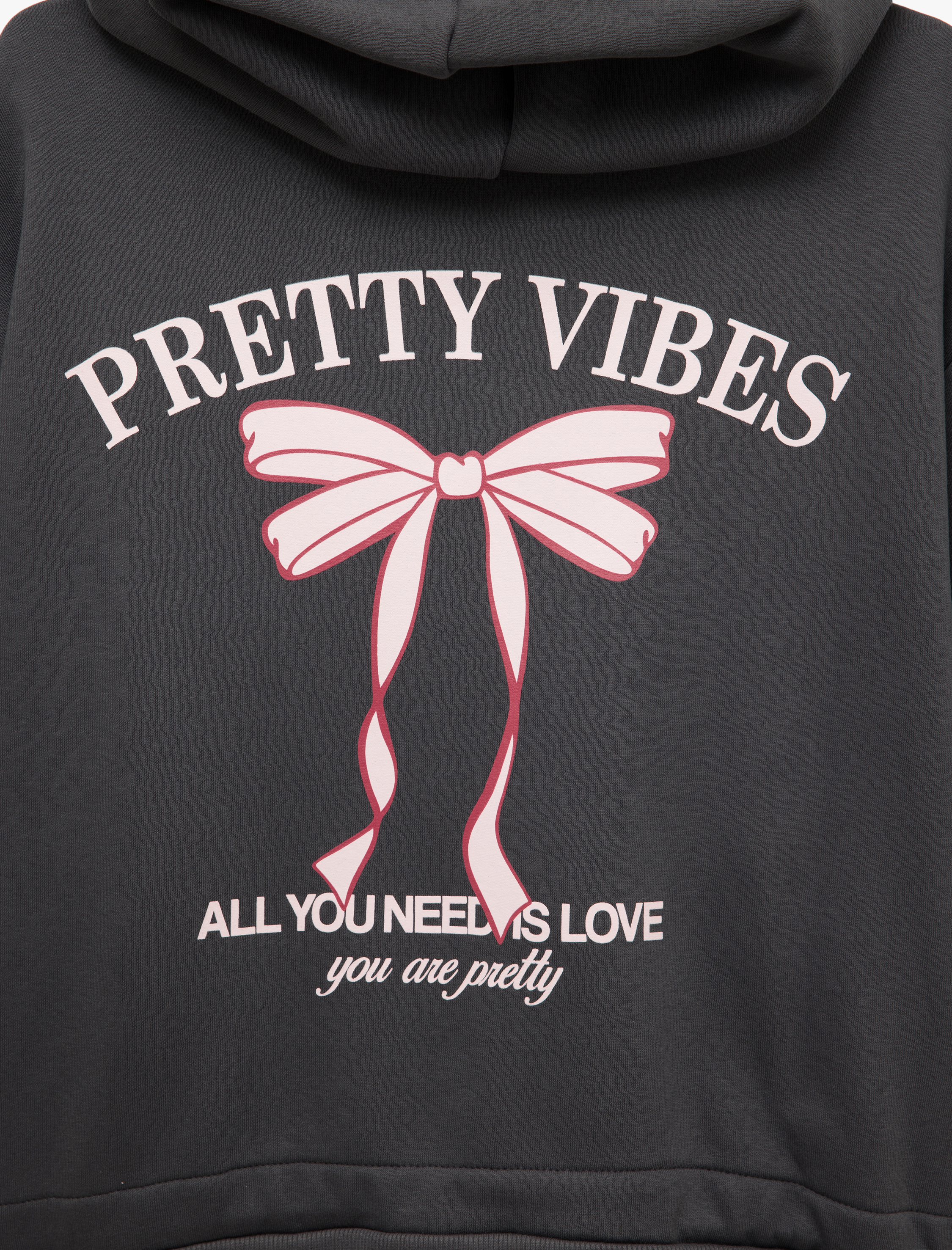   Şardonlu Uzun Kollu Kapüşonlu Fermuarlı Arkası Baskılı Sweatshirt