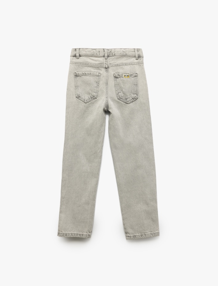 Erkek Çocuk Beli Ayarlanabilir Lastikli Cep Detaylı Pamuklu Denim Pantolon