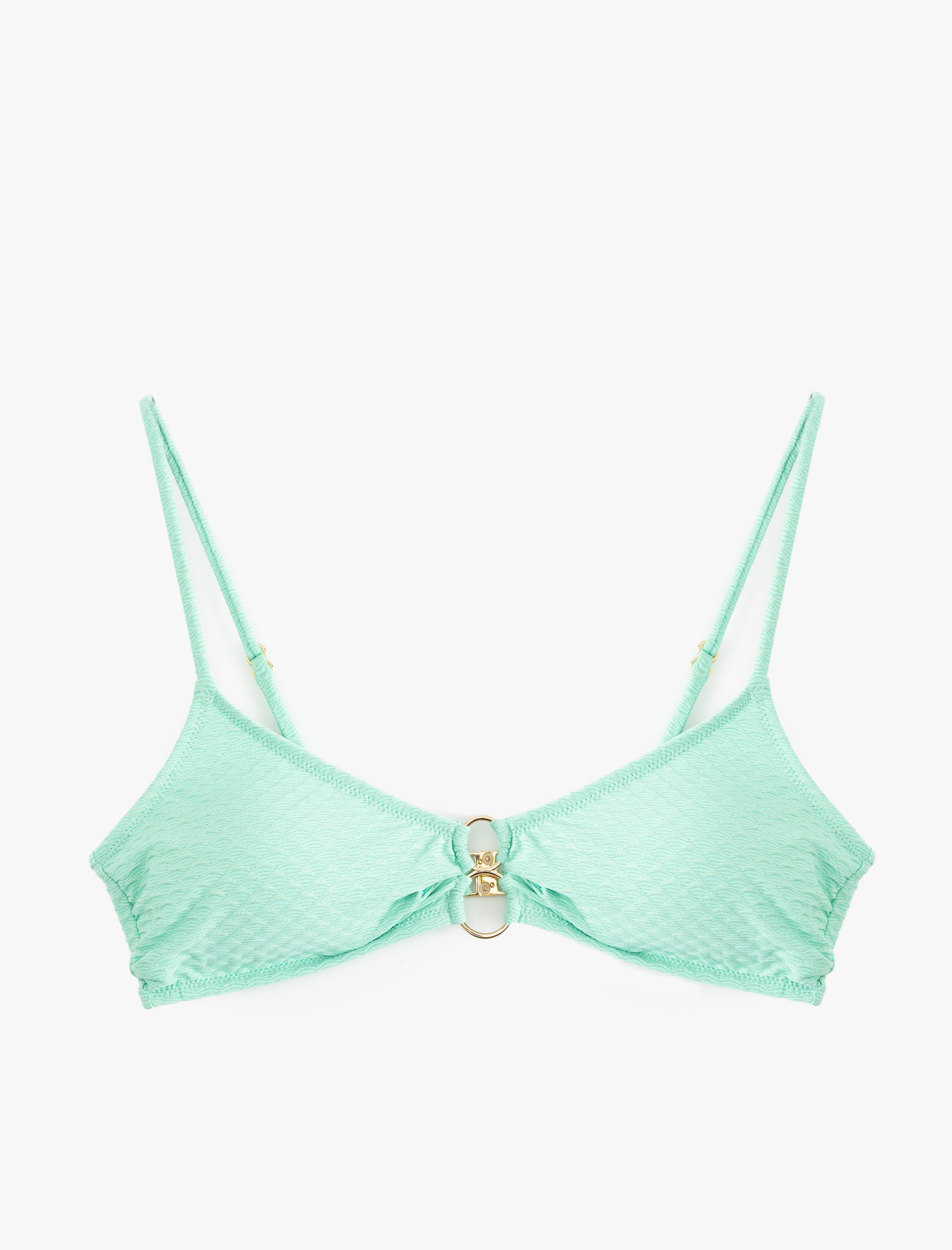 Koton Kadın Astarlı Aksesuar Detaylı Dokulu Askılı Bikini Üstü -1