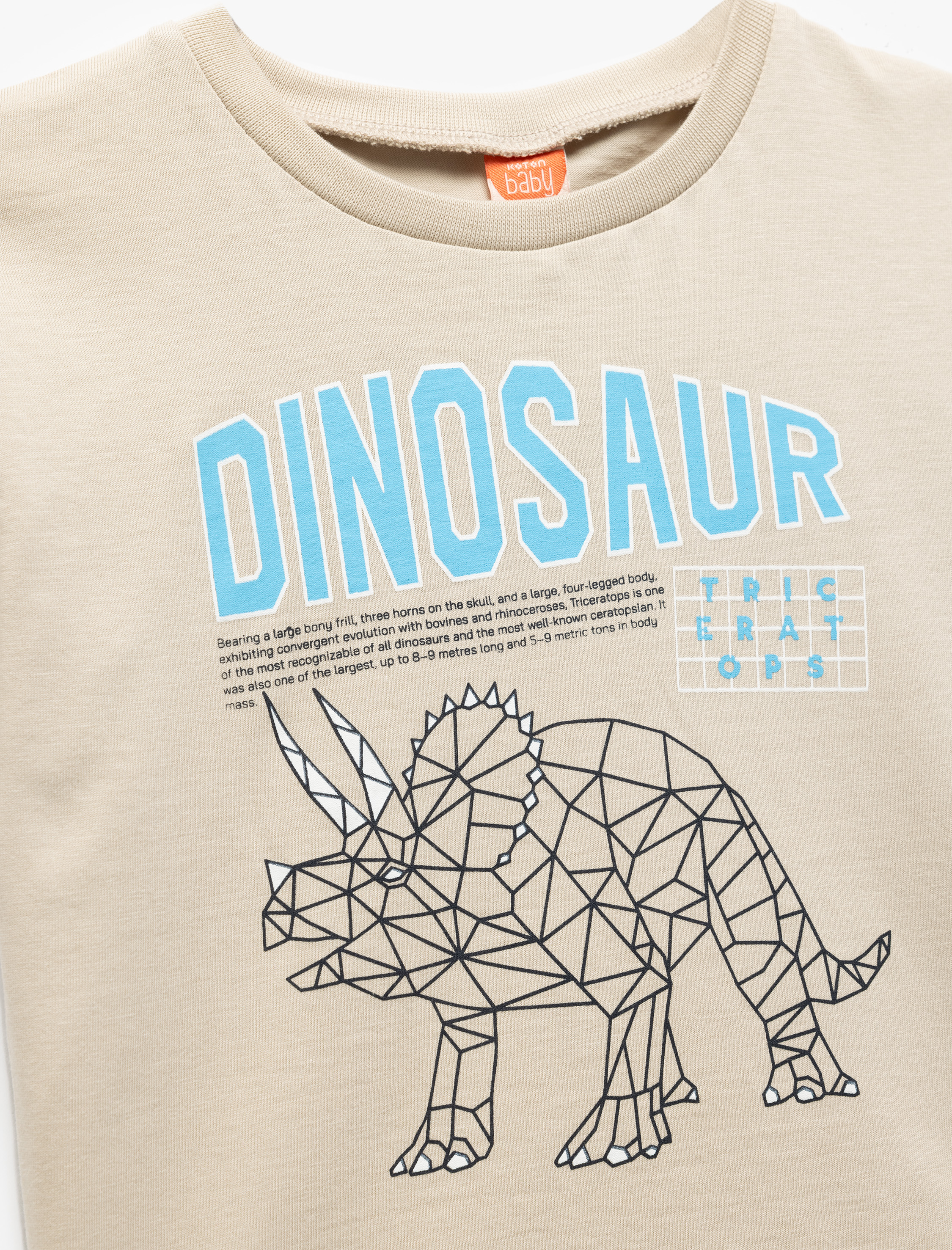  Erkek Bebek Dinozor Baskılı Kısa Kollu Bisiklet Yaka Pamuklu Tişört