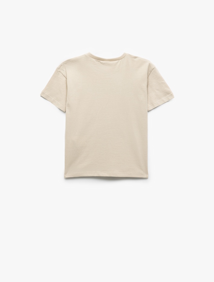 Erkek Bebek Dinozor Baskılı Kısa Kollu Bisiklet Yaka Pamuklu Tişört