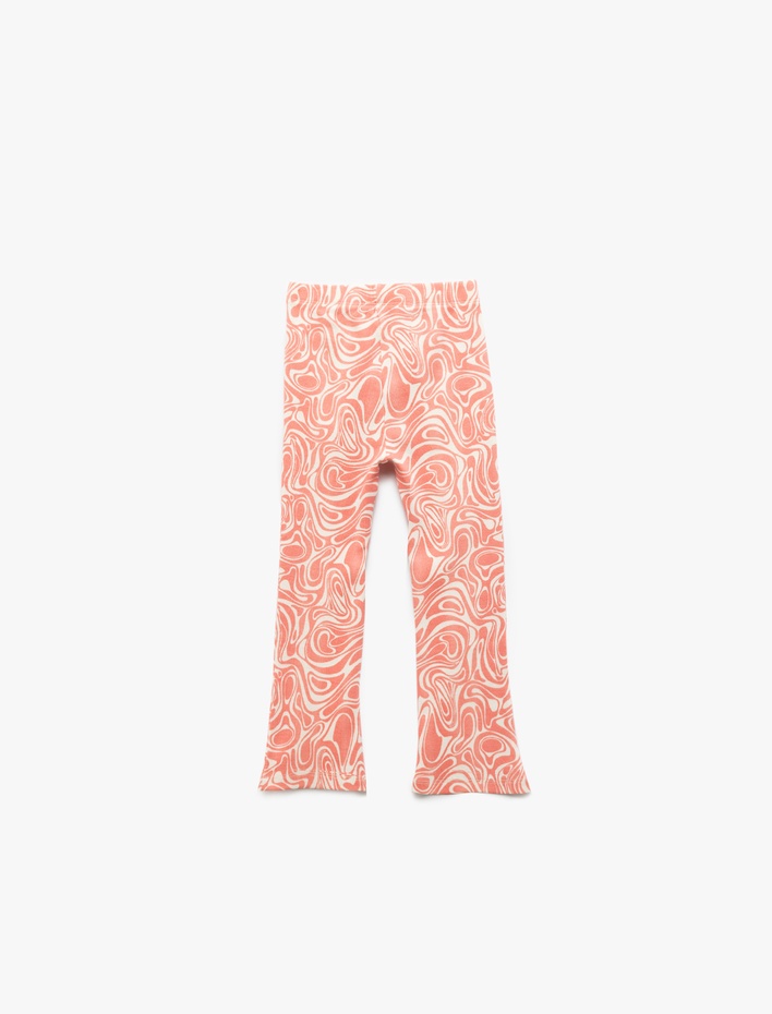 Kız Bebek Pamuklu Beli Lastikli Desenli İspanyol Paça Tayt