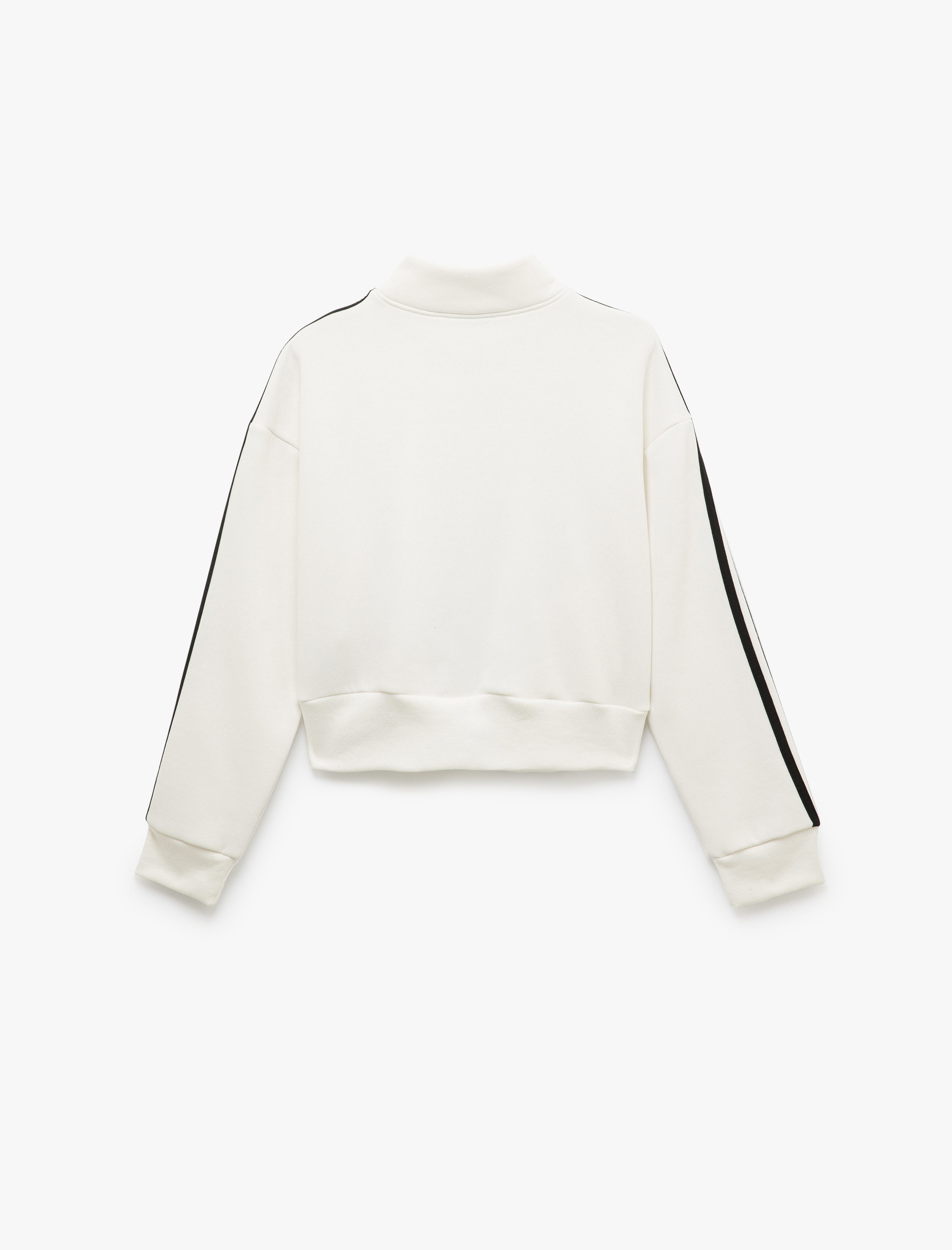   Şardonlu Fermuarlı Cepli Biyeli Kolej Baskılı Sweatshirt