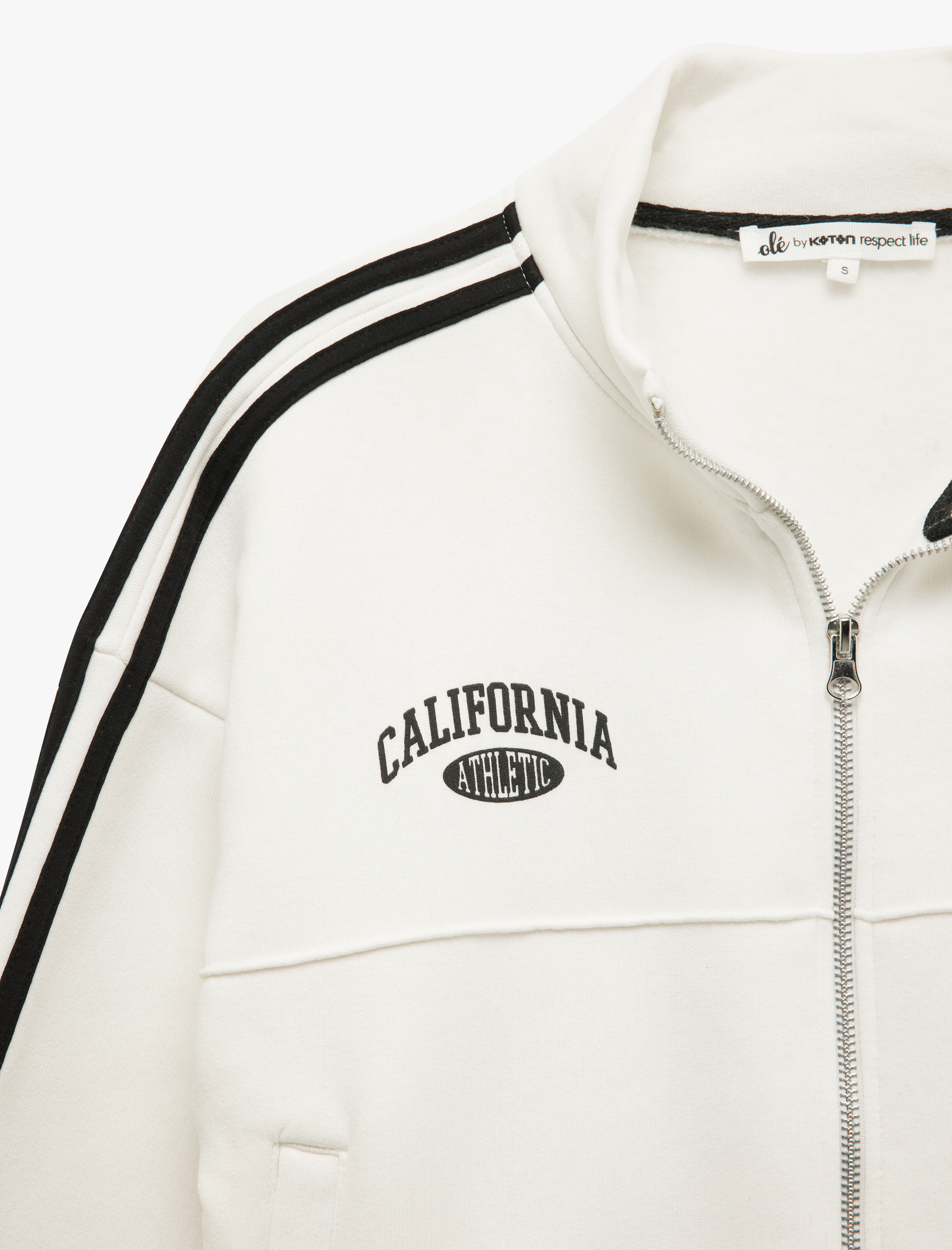   Şardonlu Fermuarlı Cepli Biyeli Kolej Baskılı Sweatshirt