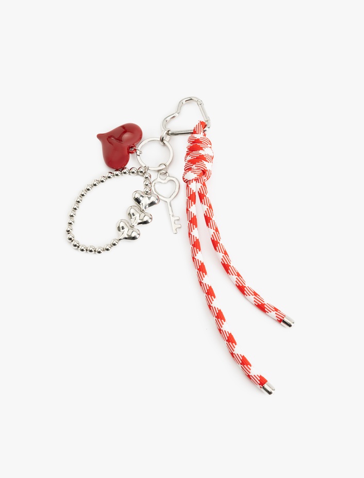 Kadın Kalp Detaylı Çok Renkli Metal Aksesuarlı Anahtarlık