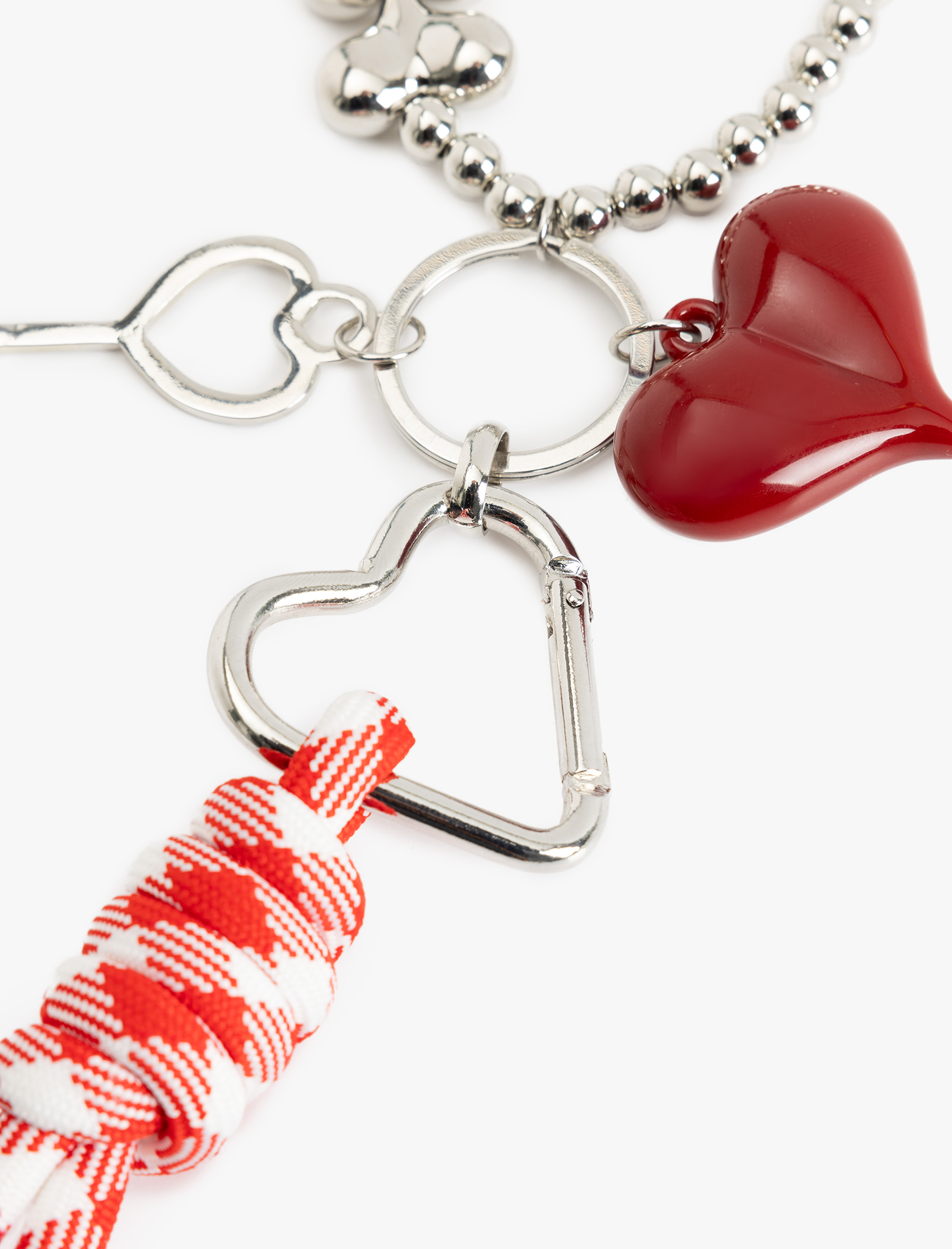  Kadın Kalp Detaylı Çok Renkli Metal Aksesuarlı Anahtarlık