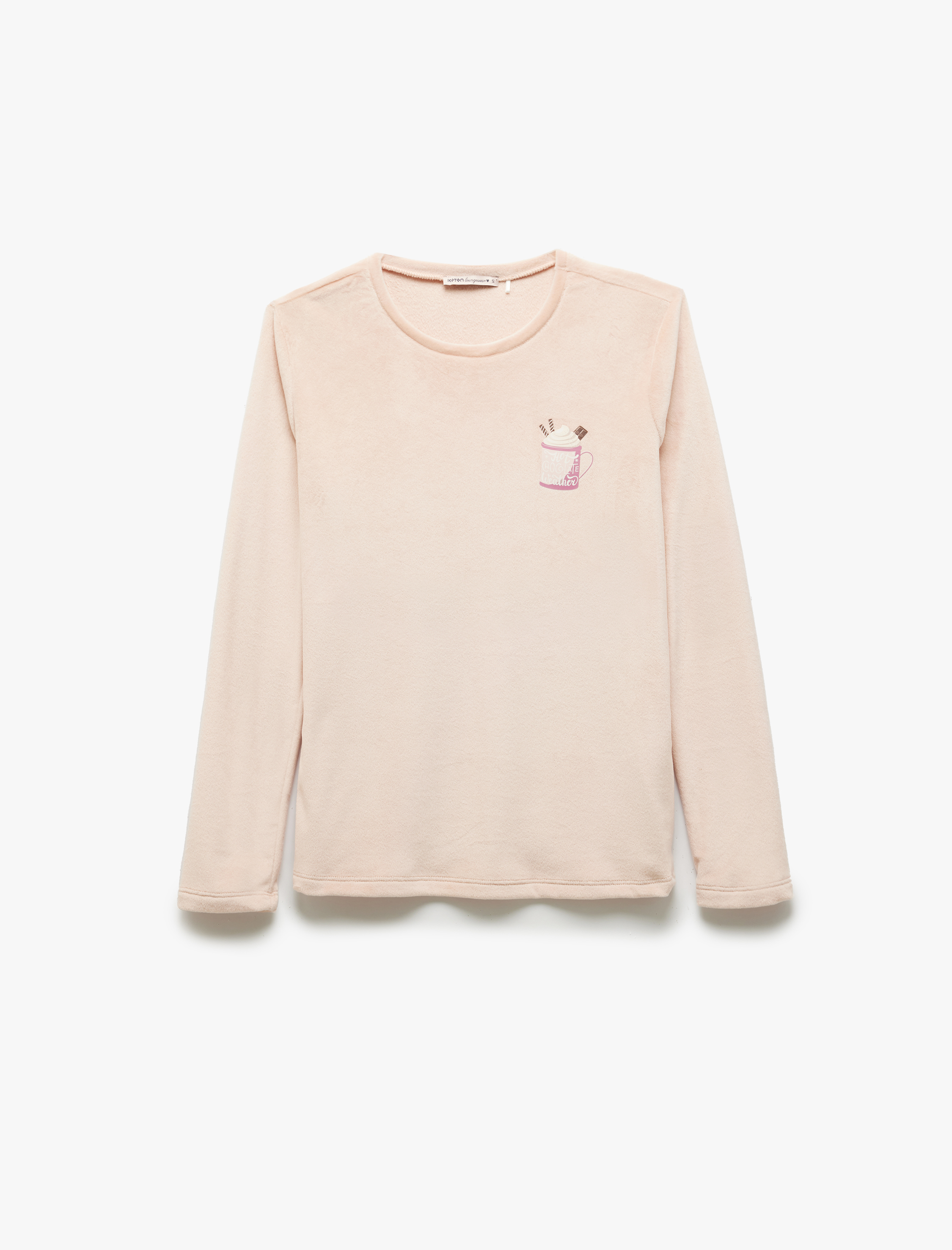   Uzun Kollu Baskılı Polar Kadife Pijama Takımı